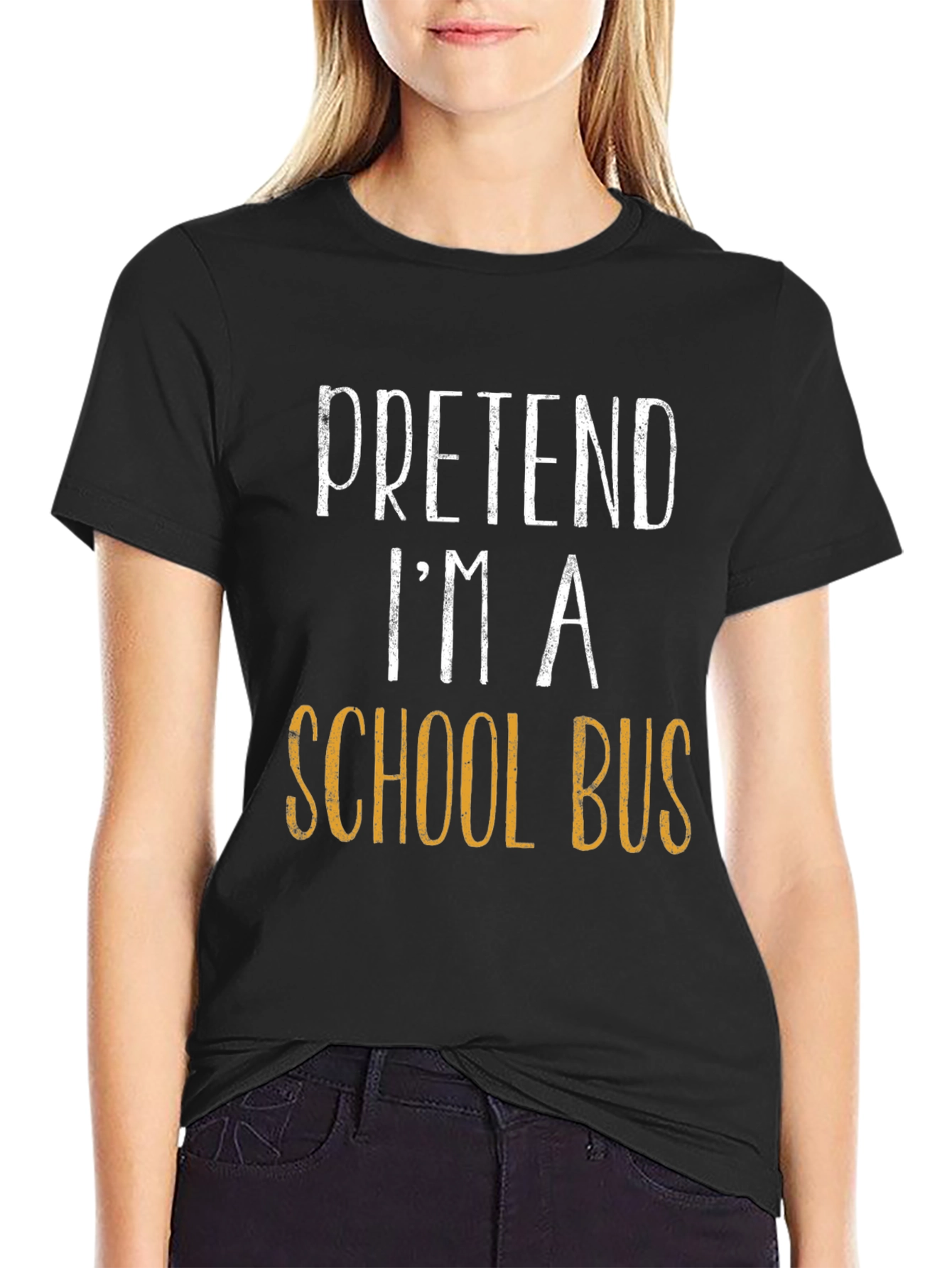 Black Pretend I'm a School Bus T-Shirt - Funny Halloween Costume view 2