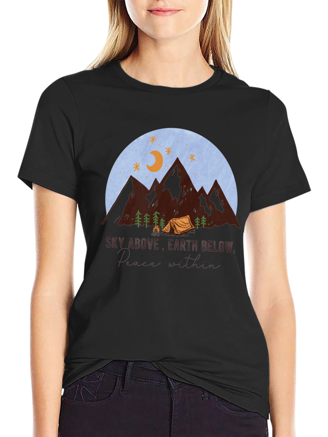 Black Nature Lover T-Shirt - Sky Above Earth Below view 2