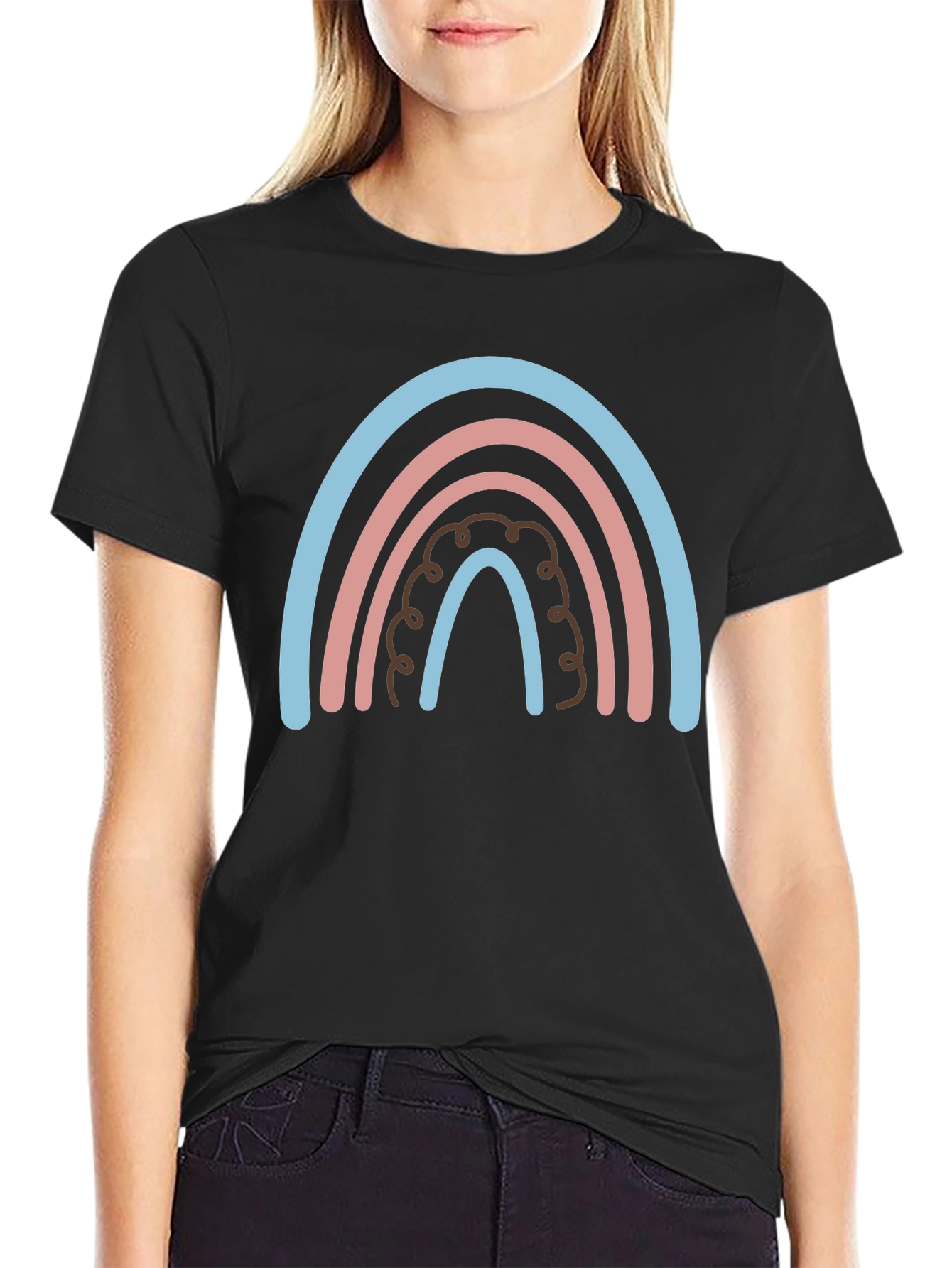 Black Rainbow Graphic Print Tee - Casual Comfort view 2