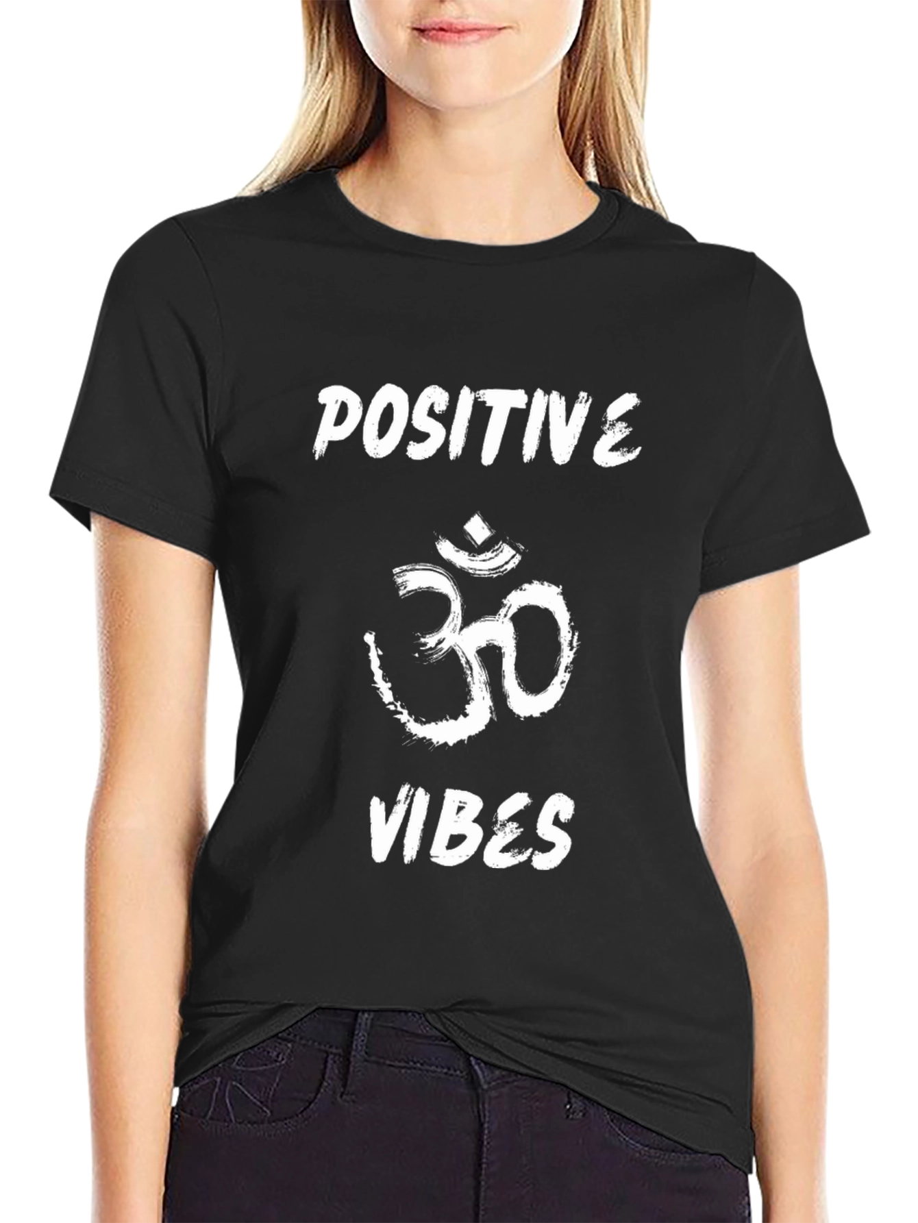 Black Positive Vibes Graphic Tee - Black view 2