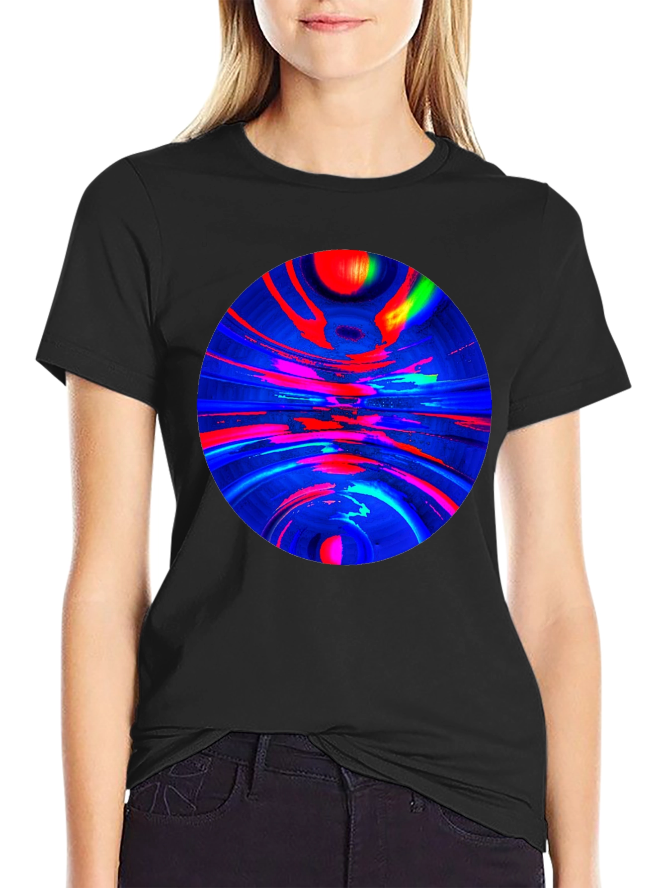 Black Abstract Circle Graphic T-Shirt view 2