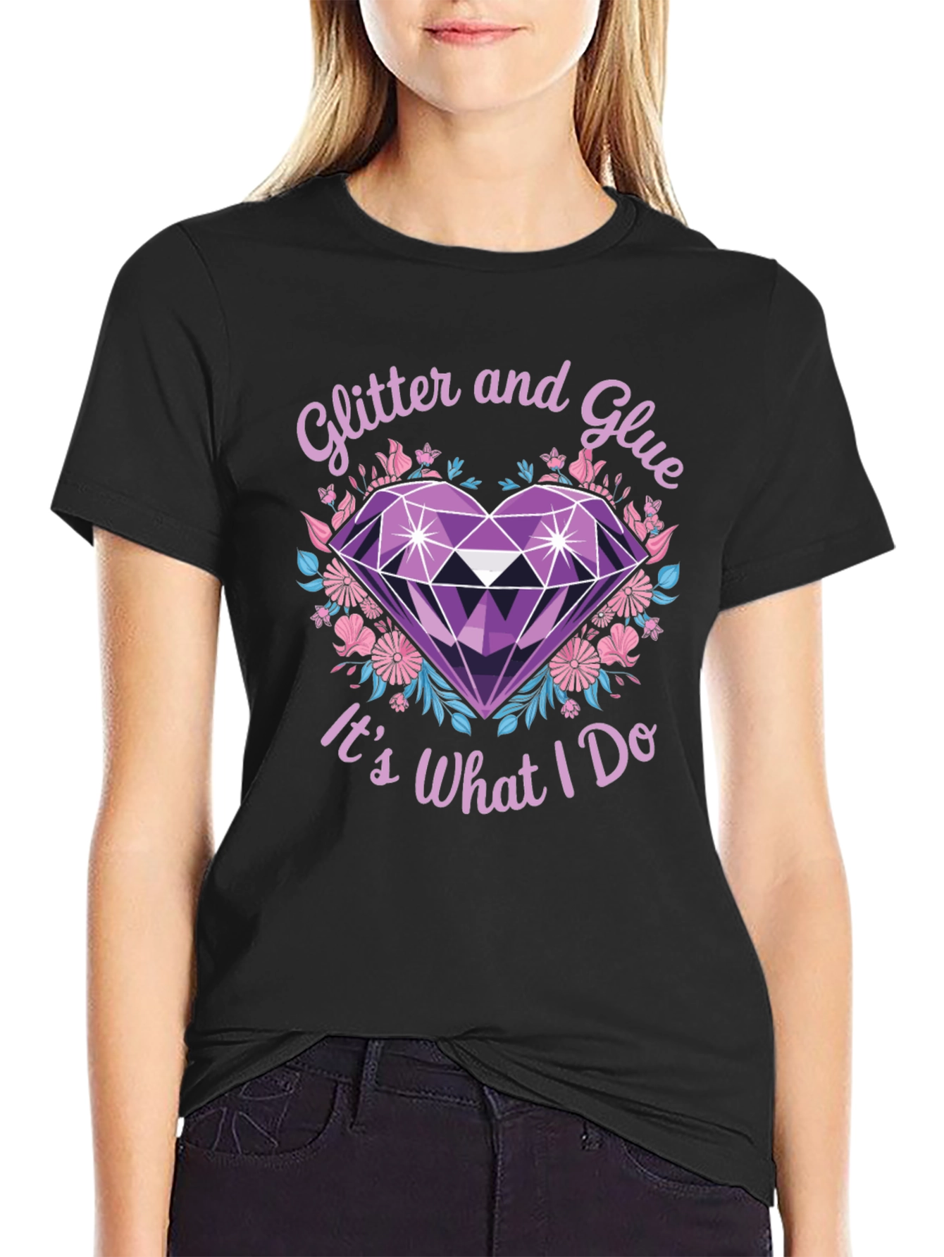 Black Glitter and Glue T-Shirt - Crafty Apparel view 2
