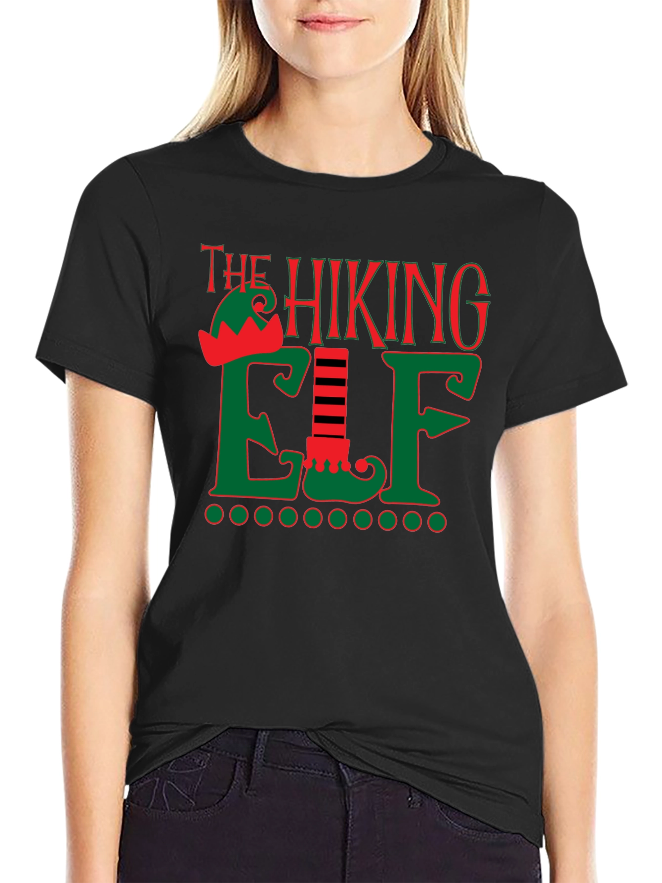 Black The Hiking Elf Holiday T-Shirt view 2