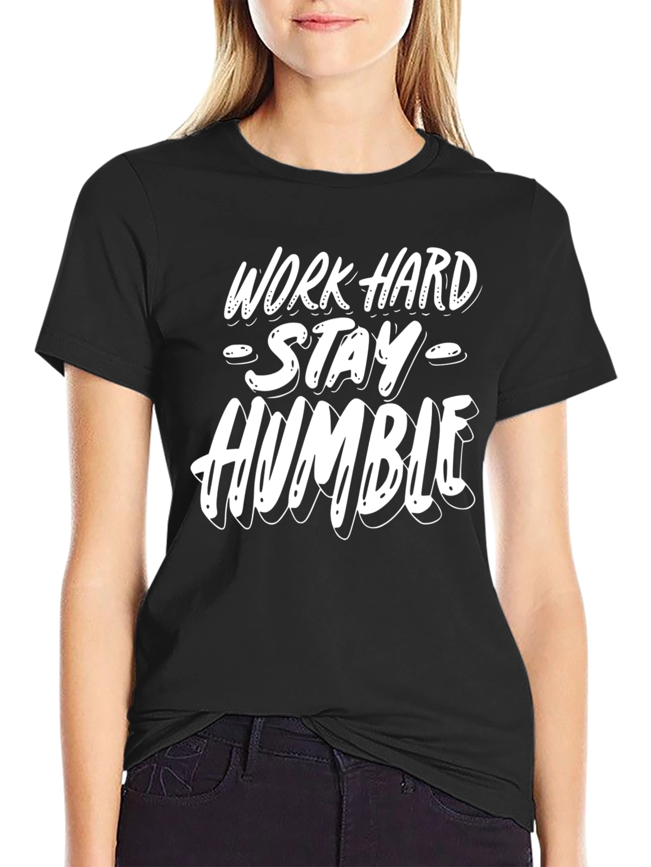 Black Work Hard Stay Humble Graphic Tee - Mens Casual Shirt view 2