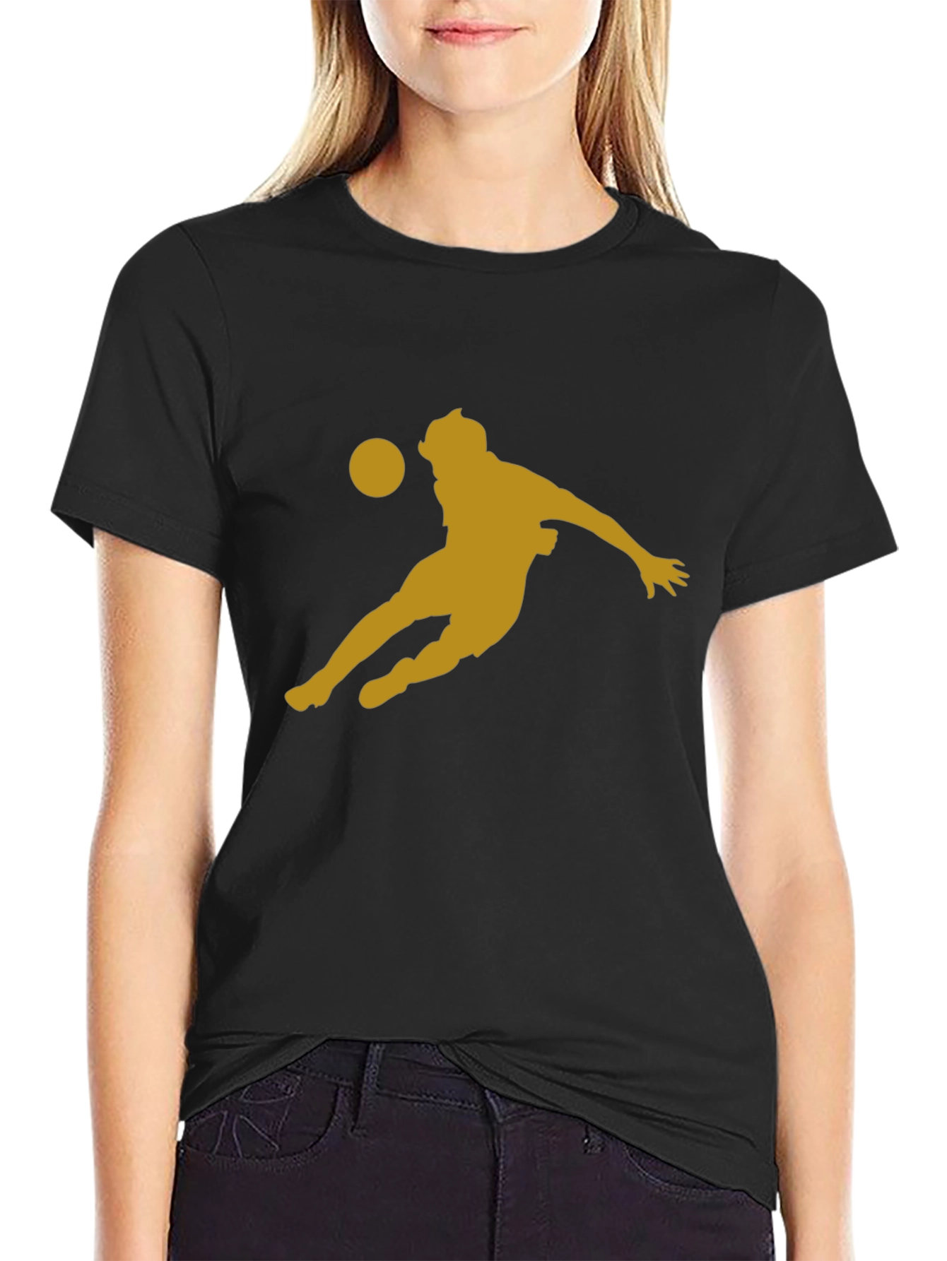 Black Soccer Player Graphic Tee - Black Cotton Blend view 2