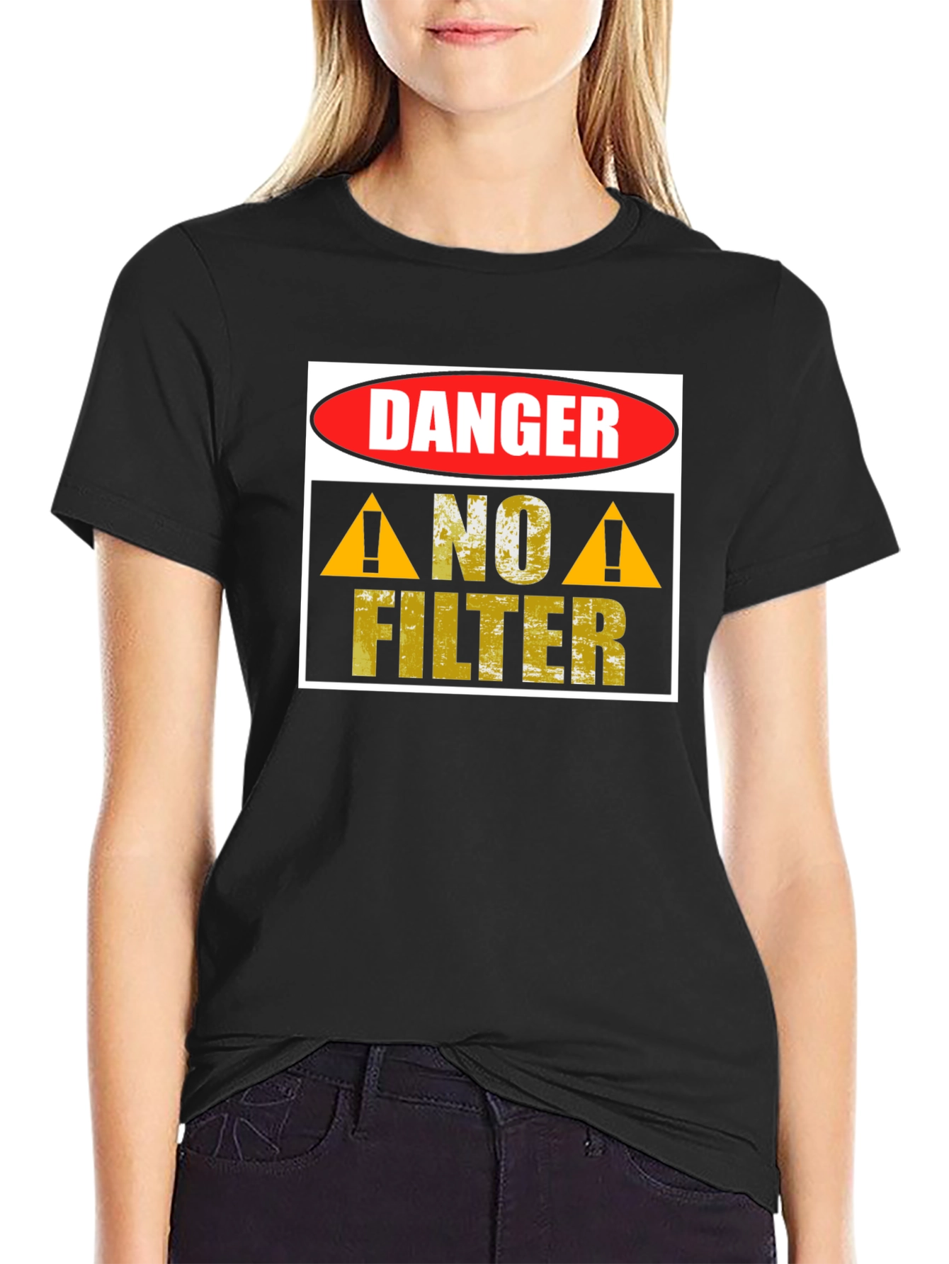 Black Danger No Filter Graphic T-Shirt view 2