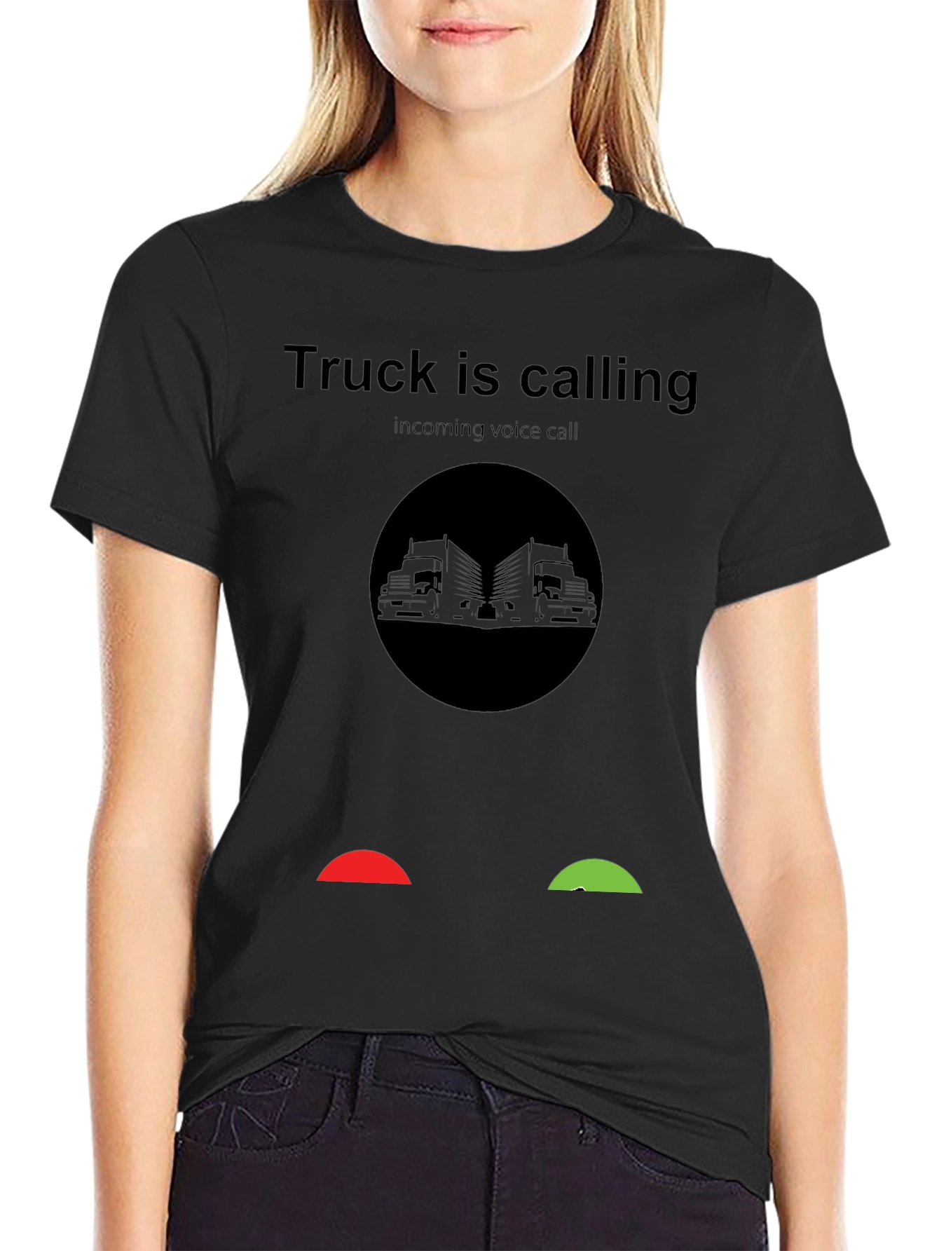 Black Truck Is Calling T-Shirt - Incoming Voice Call Design view 2