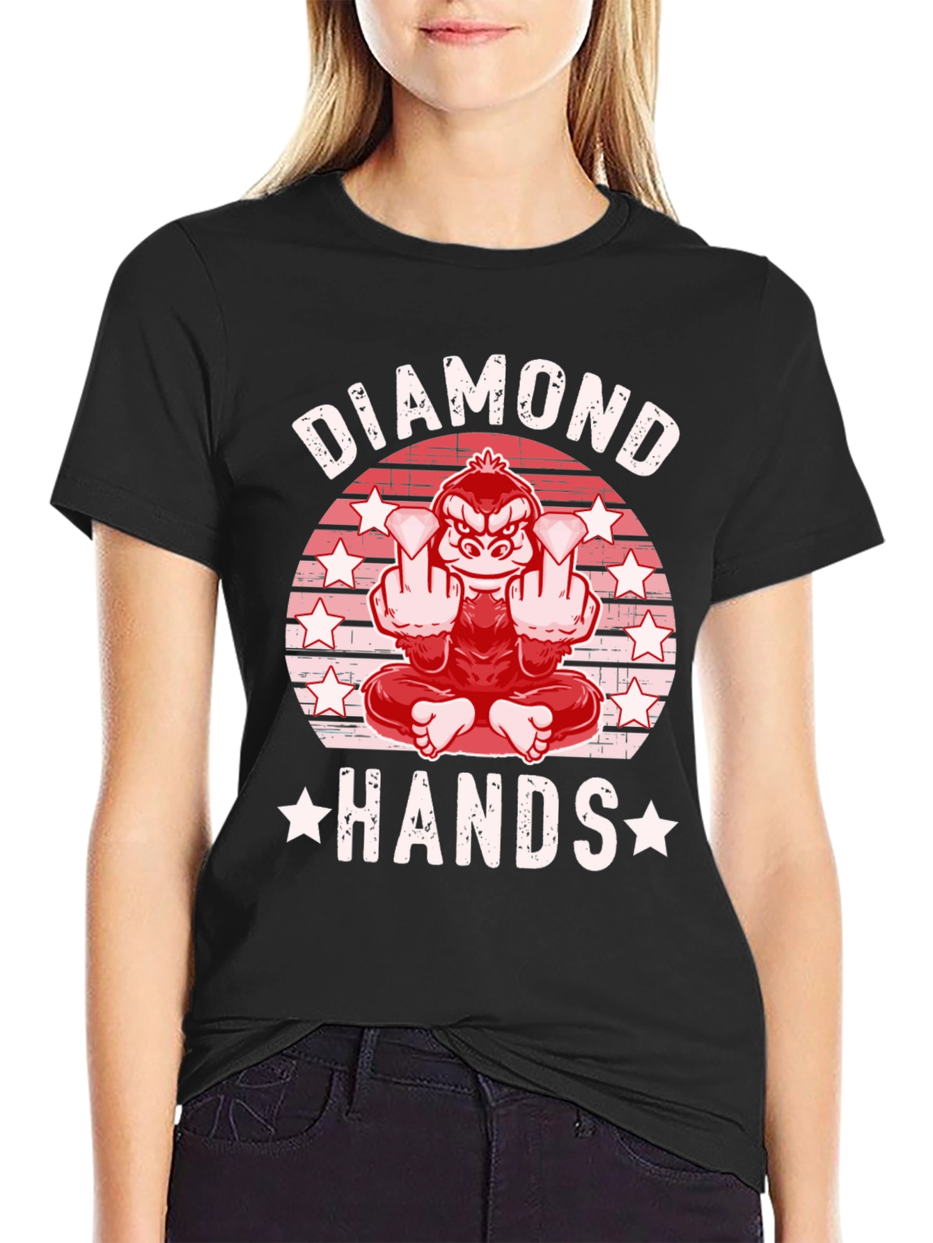 Black Diamond Hands Graphic Tee - Meme T-Shirt view 2