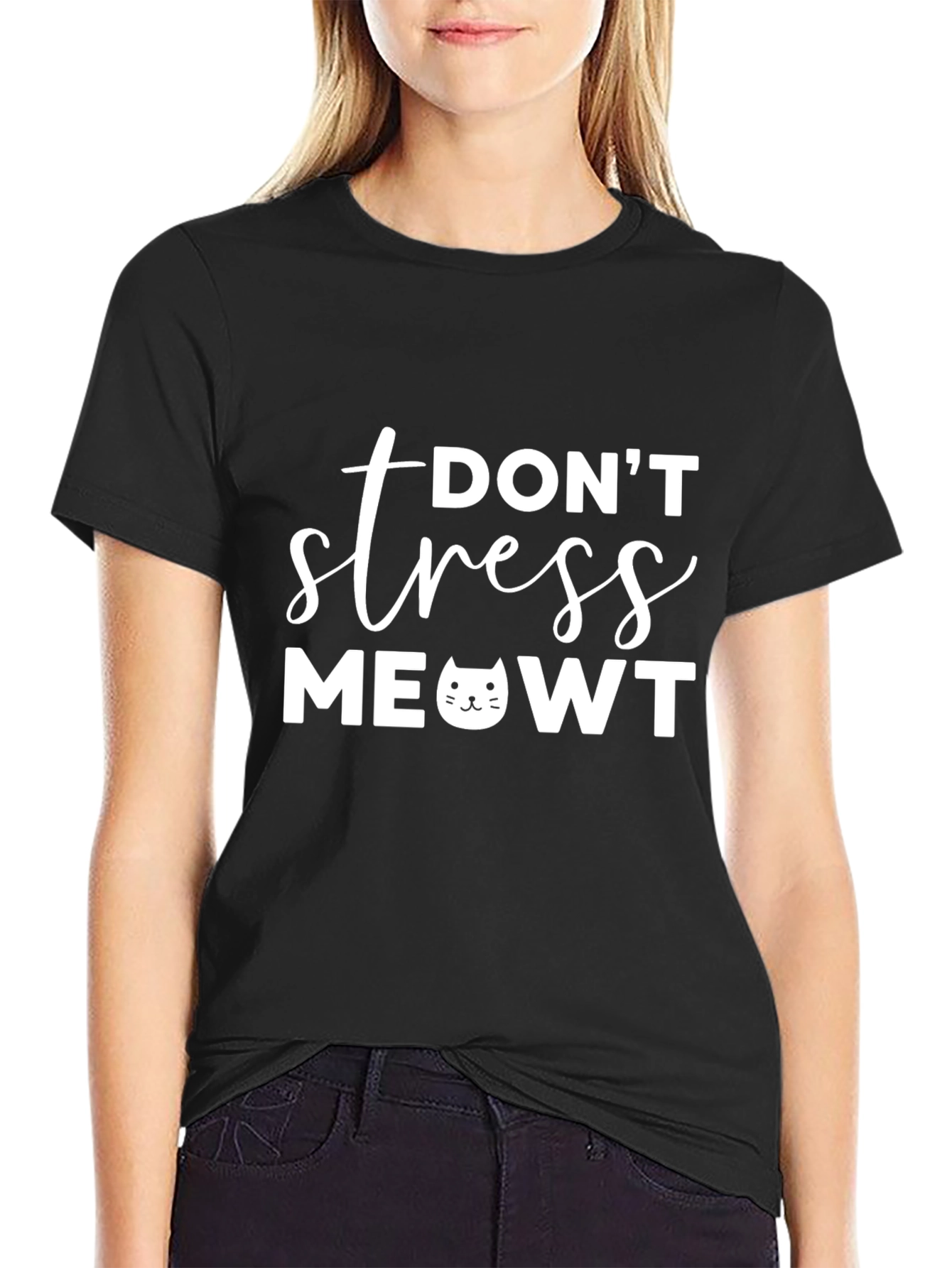 Black Don't Stress MeOWT T-Shirt view 2