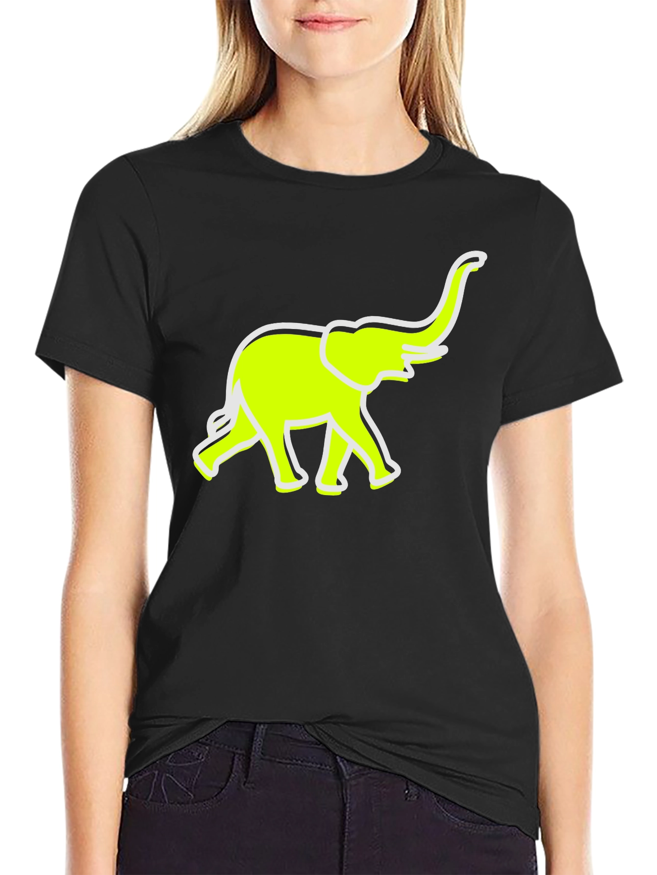 Black Neon Elephant Graphic Tee - Casual Comfort view 2