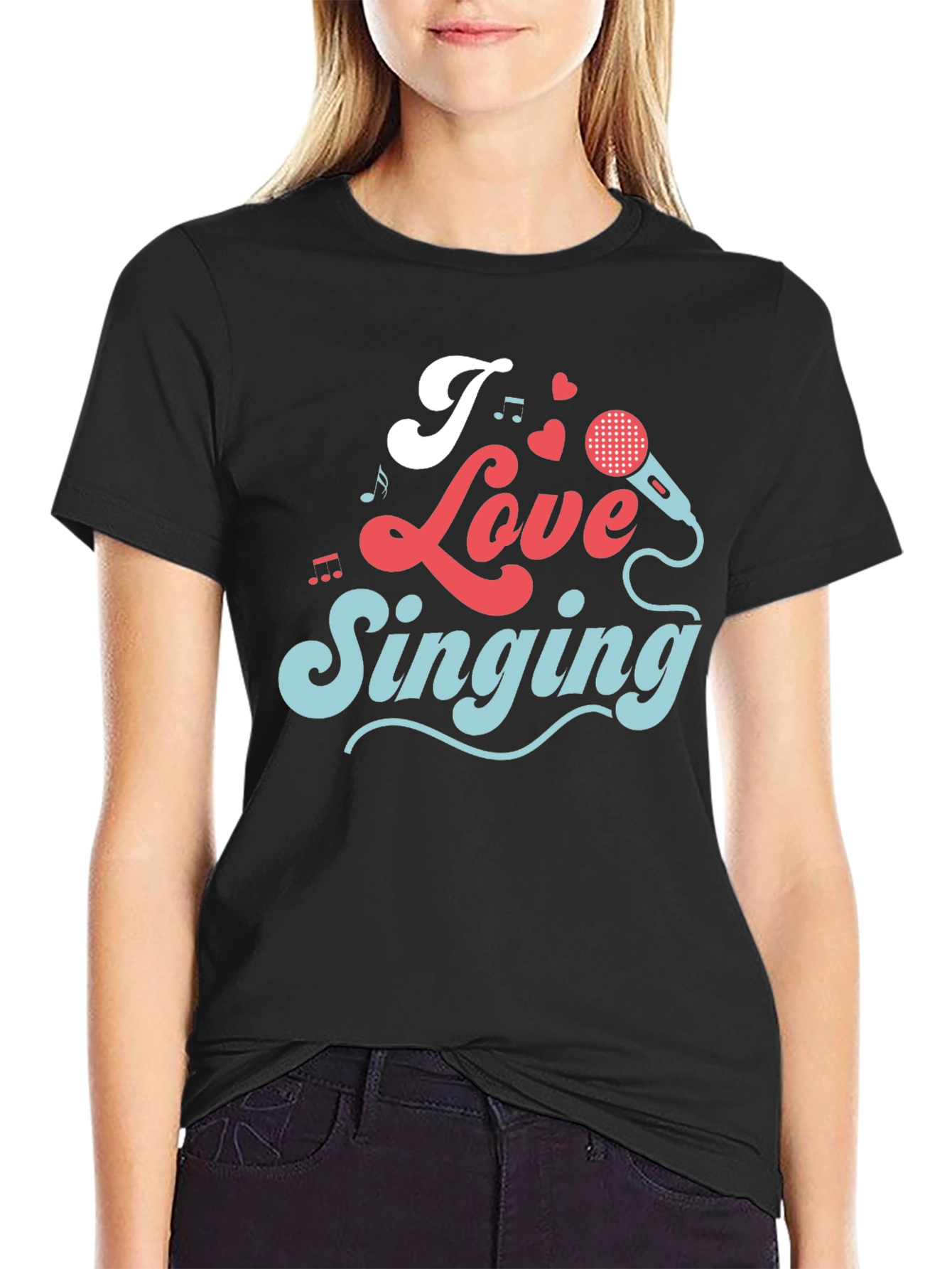 Black I Love Singing Graphic T-Shirt view 2