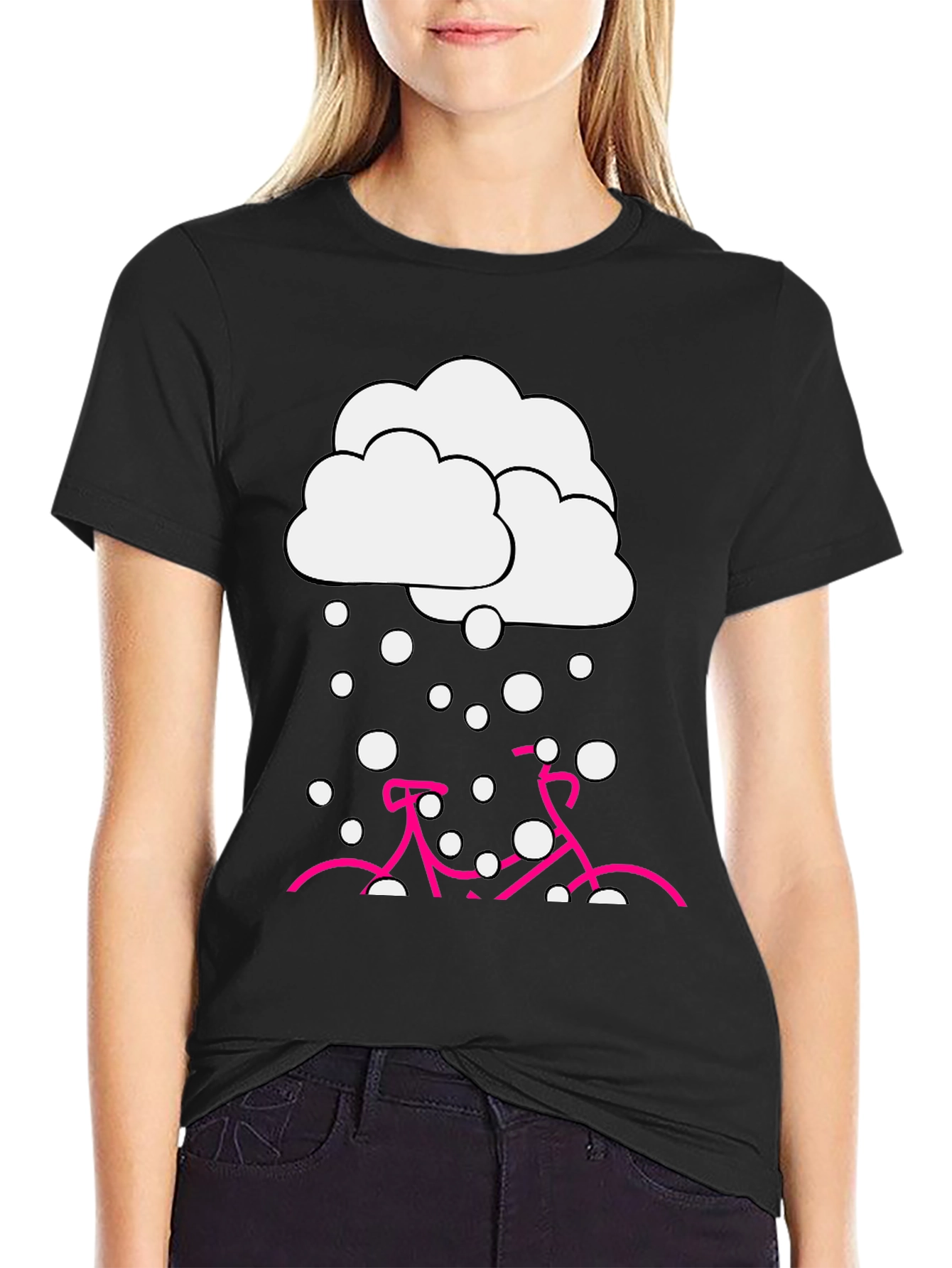 Snowy Bike Graphic Tee - Black Cotton Blend - 2