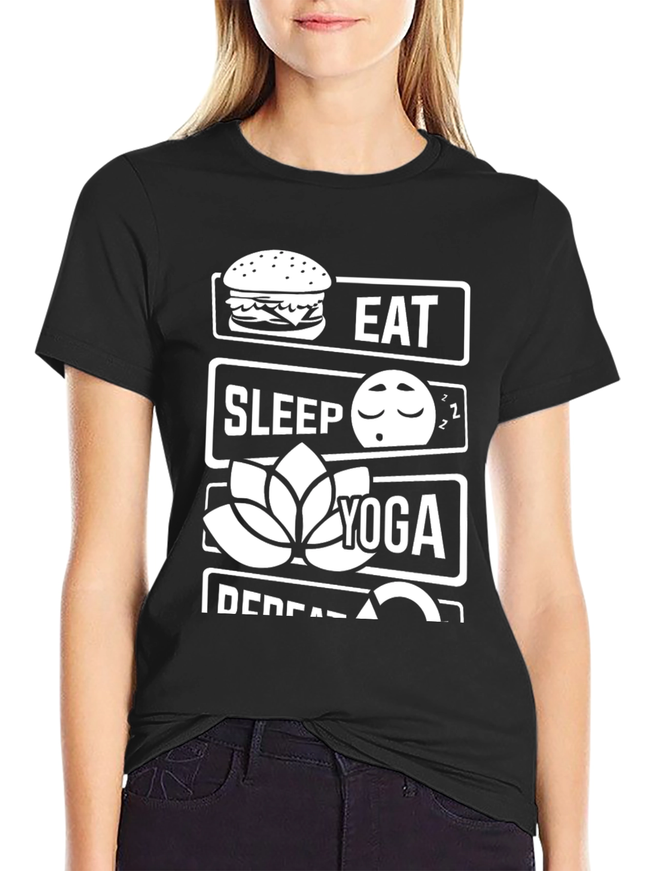 Black Eat Sleep Yoga Repeat T-Shirt view 2