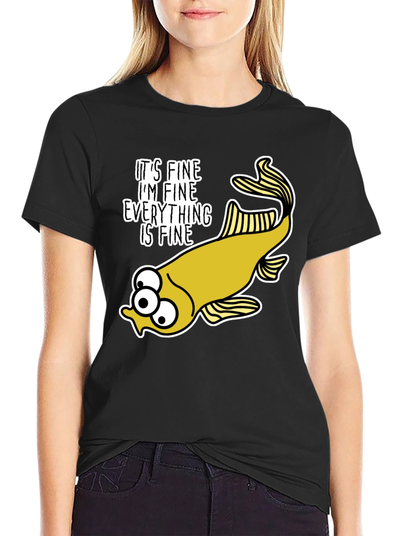 Black It's Fine Fish Graphic Tee view 2