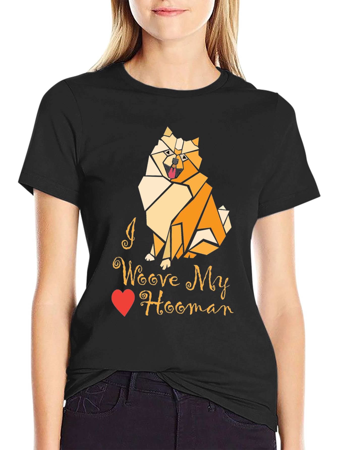 Black I Woove My Hooman Dog Lover T-Shirt view 2