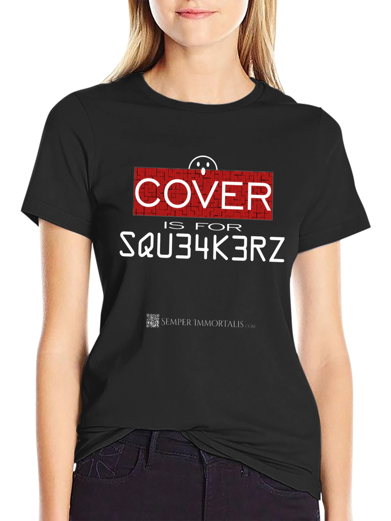 Black Cover Is For SQU34K3RZ Graphic Tee view 2