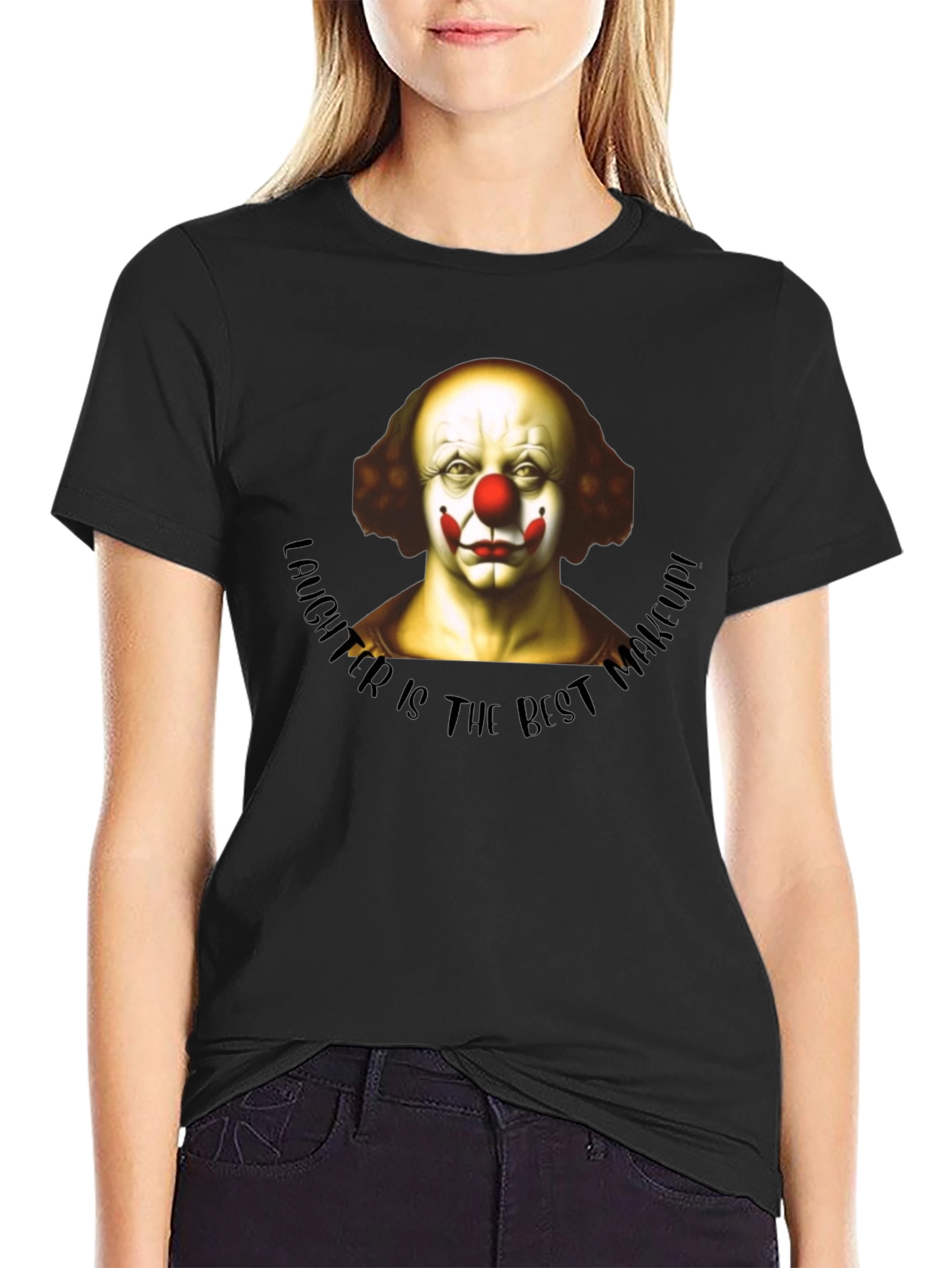 Black Clown Makeup T-Shirt - Laughter is the Best view 2