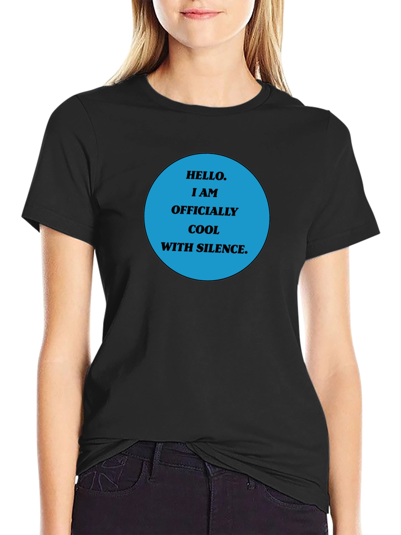 Black Cool With Silence Graphic Tee - Black view 2