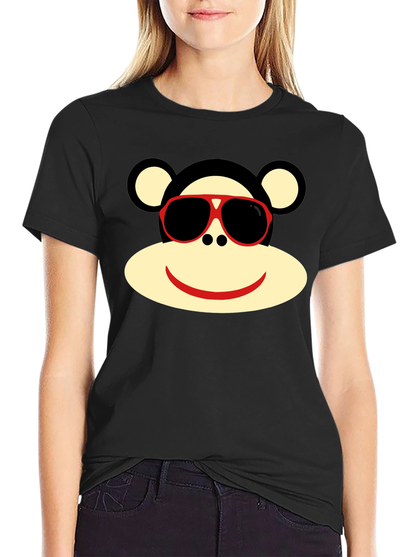 Black Sock Monkey T-Shirt - Fun Graphic Tee view 2
