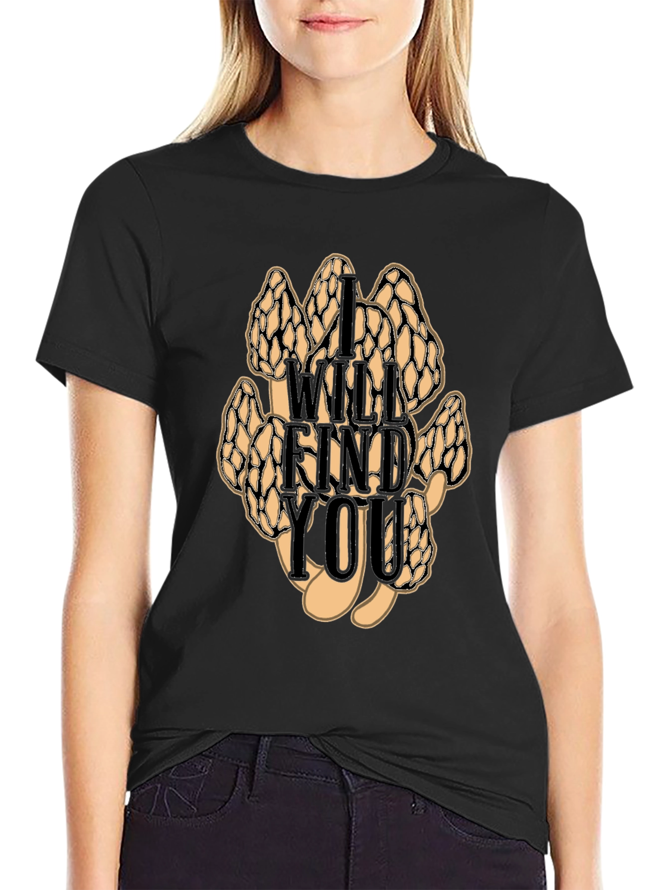 Black I Will Find You Mushroom T-Shirt view 2