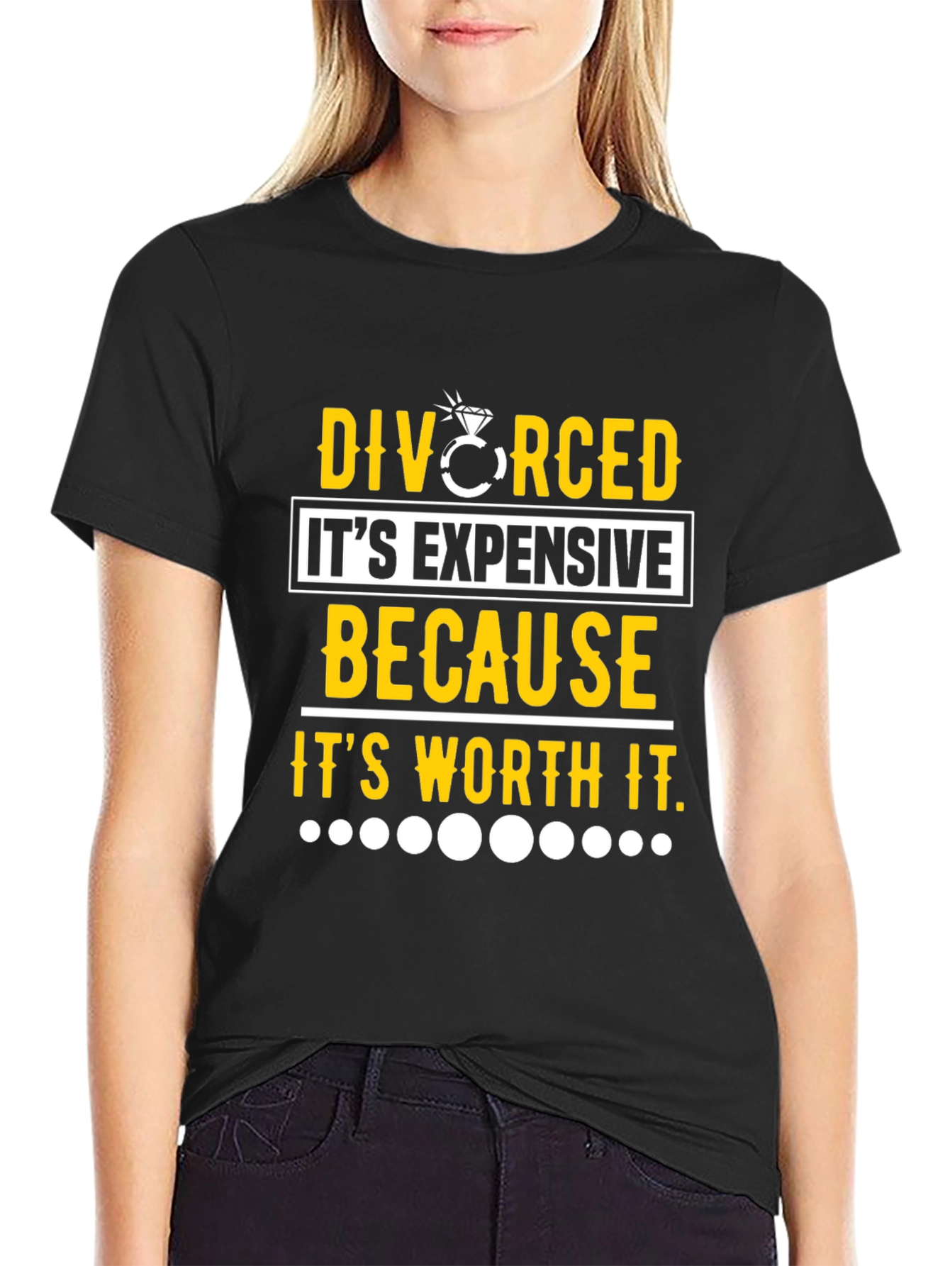 Black Divorced It's Expensive Humor T-Shirt view 2