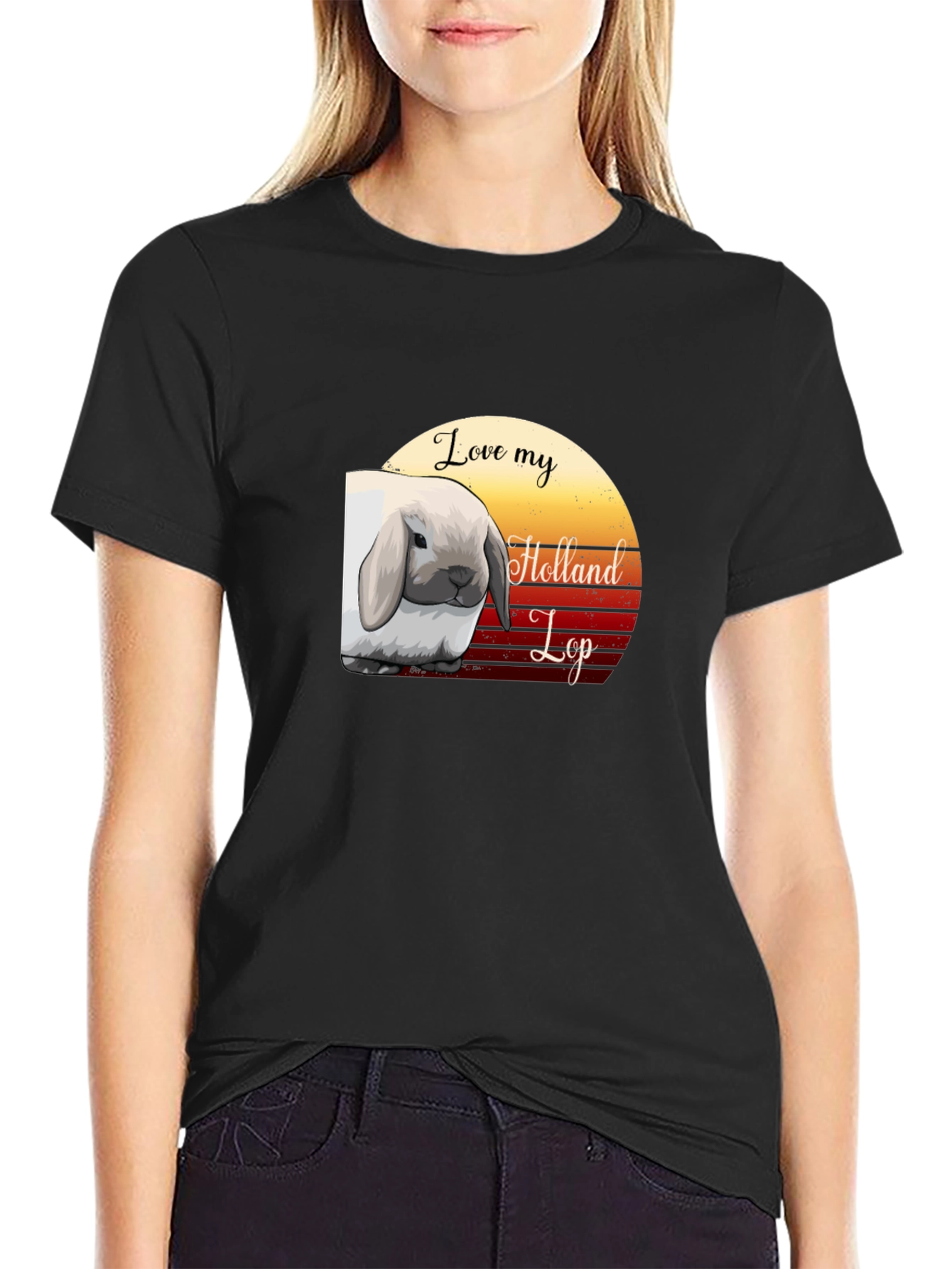 Black Love My Holland Lop T-Shirt - Cute Rabbit Tee view 2