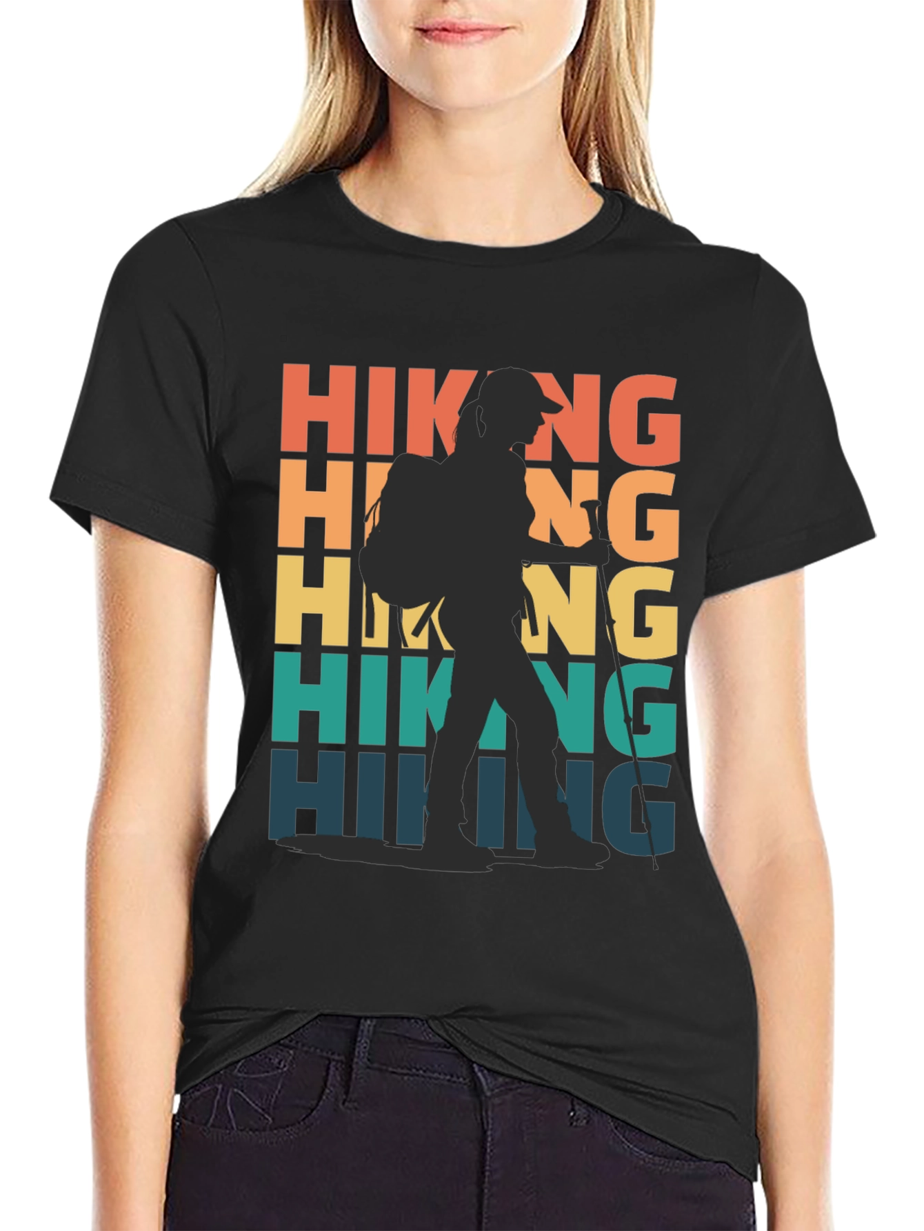 Black Hiking Adventure T-Shirt: Retro Style view 2