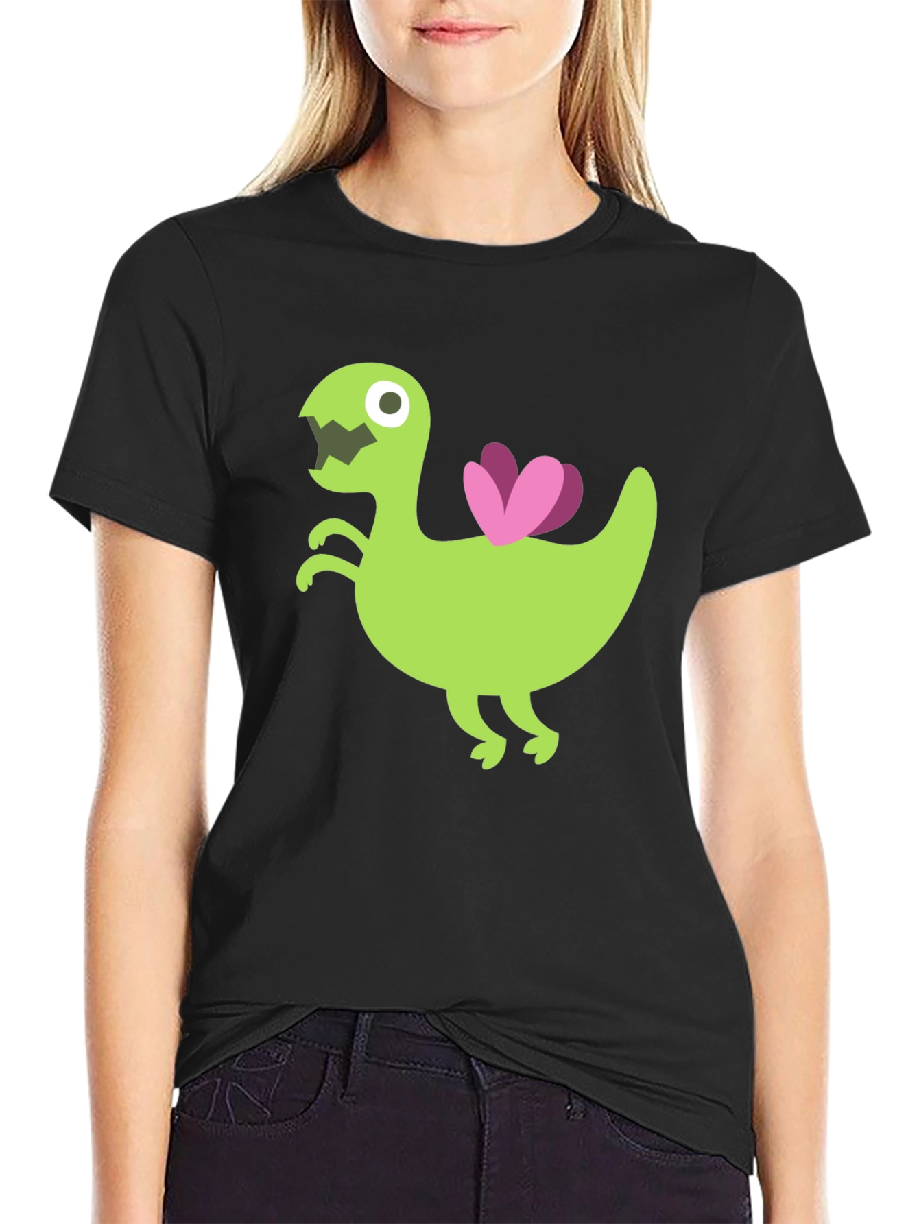 Black Cartoon Dino T-Shirt - Unique Graphic Tee view 2