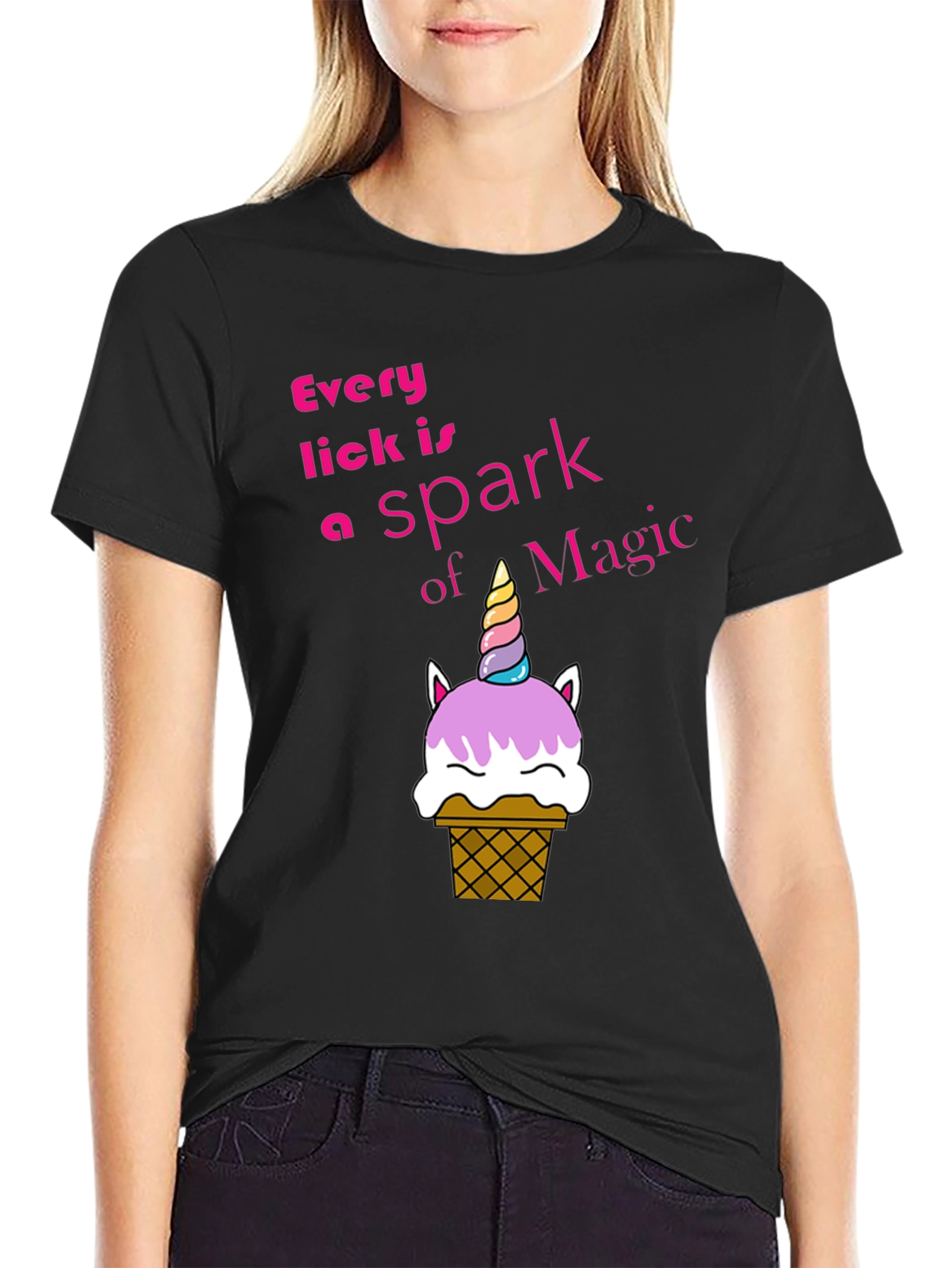 Black Unicorn Ice Cream T-Shirt - Every Lick is Magic! view 2