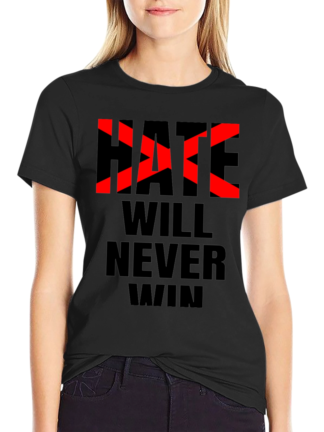 Black Hate Will Never Win Graphic Tee - Black view 2