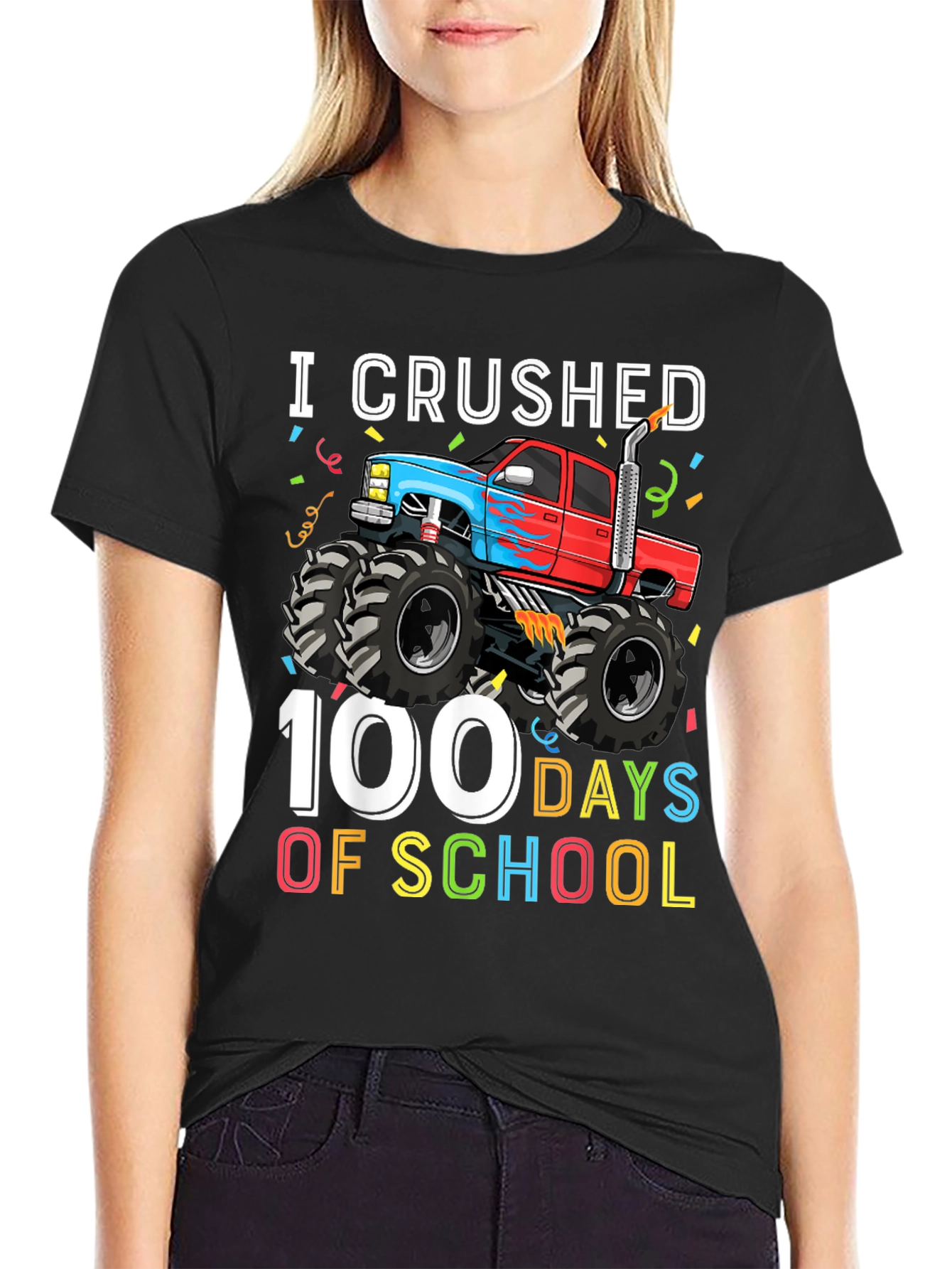 I Crushed 100 Days of School Monster Truck T-Shirt - 2