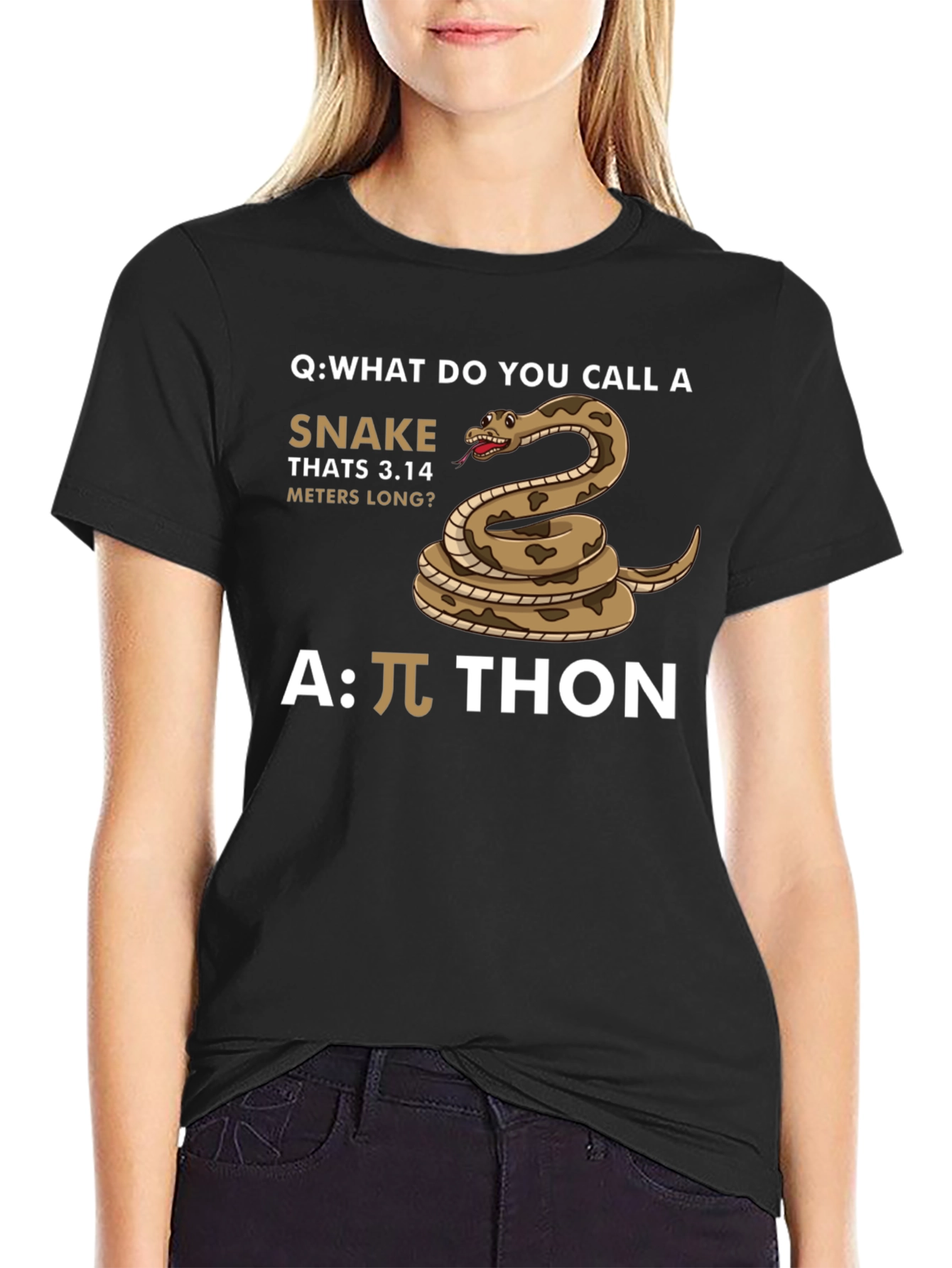Black Pi-thon T-Shirt Funny Math Joke view 2