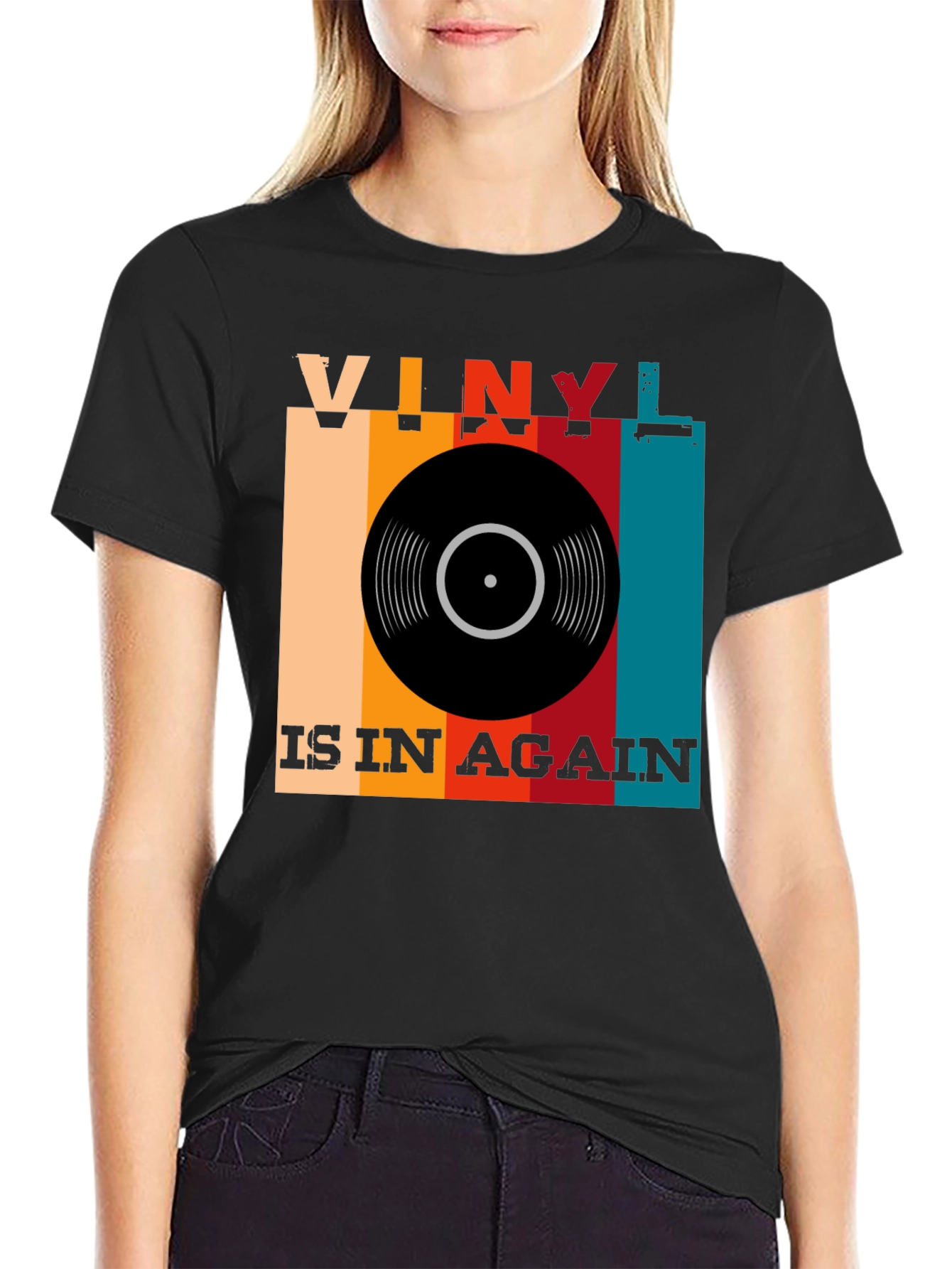 Black Vinyl Is In Again Retro Music T-Shirt view 2