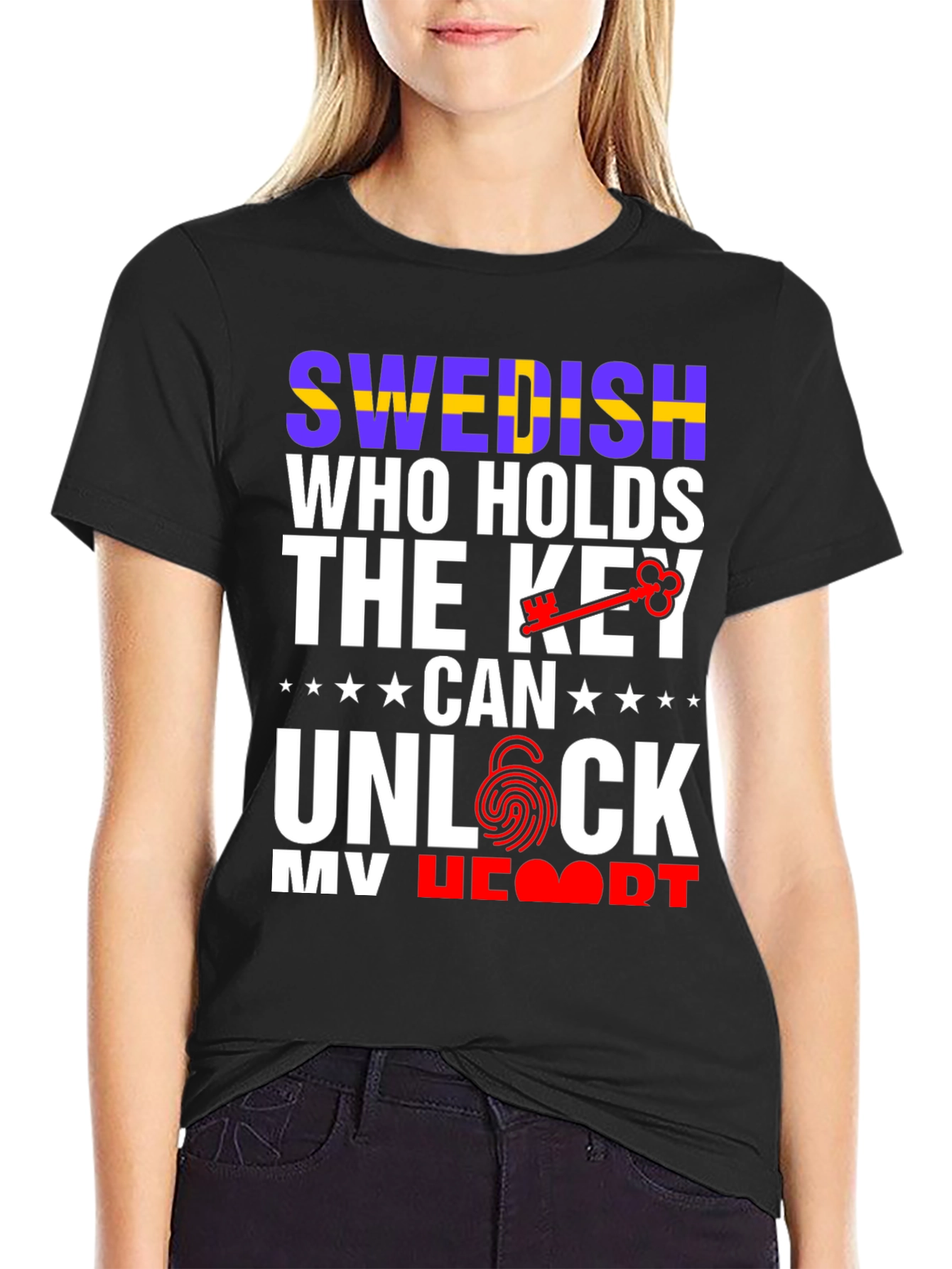 Black Swedish Key to My Heart T-Shirt view 2