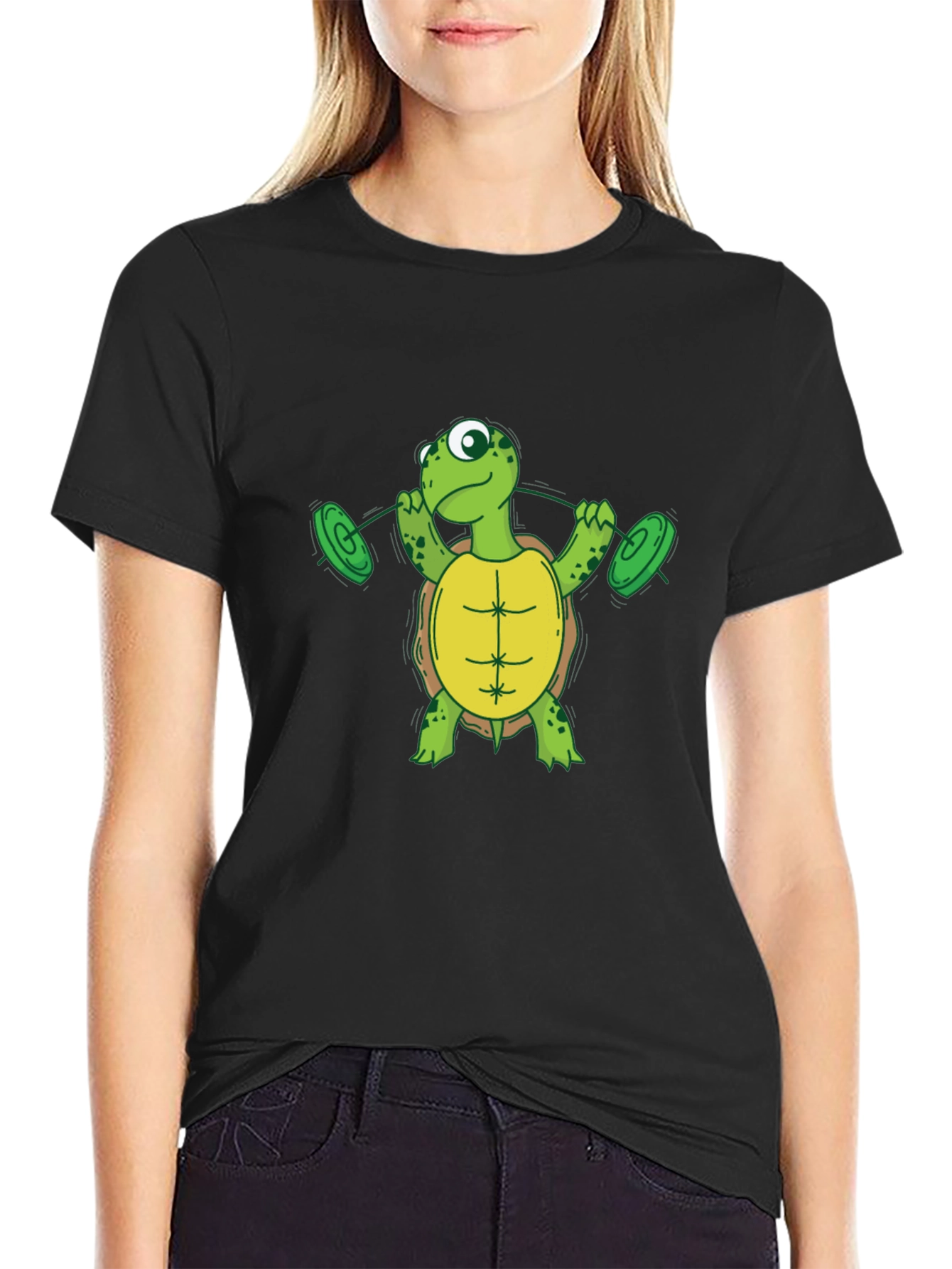 Black Turtle Weightlifting Black T-Shirt view 2