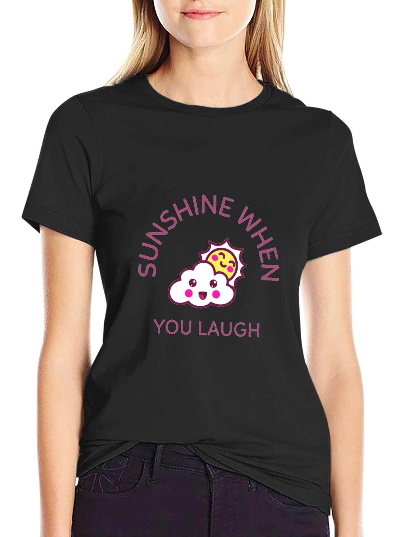 Black Sunshine When You Laugh Graphic Tee view 2