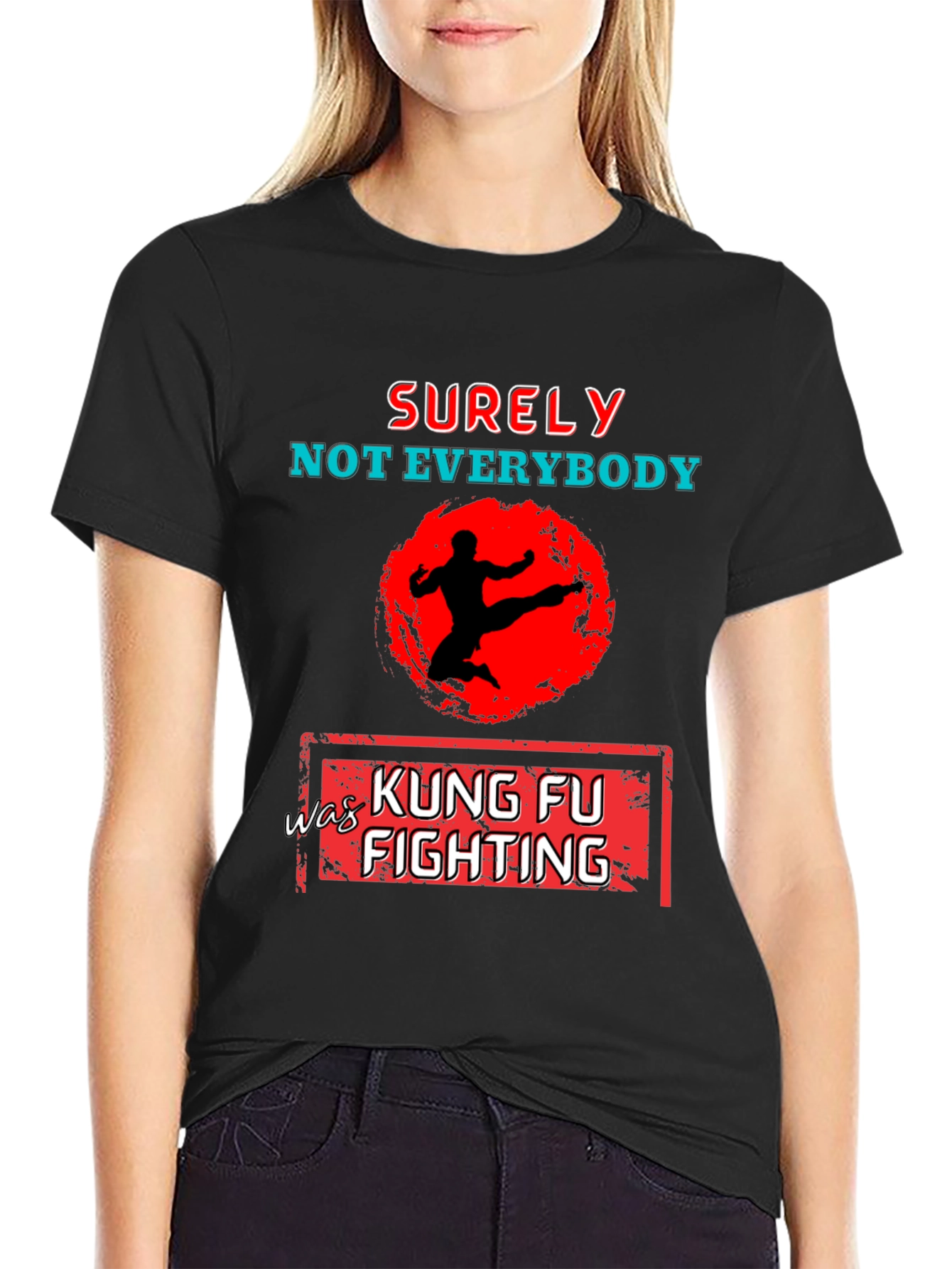 Black Kung Fu Fighting Graphic T-Shirt view 2
