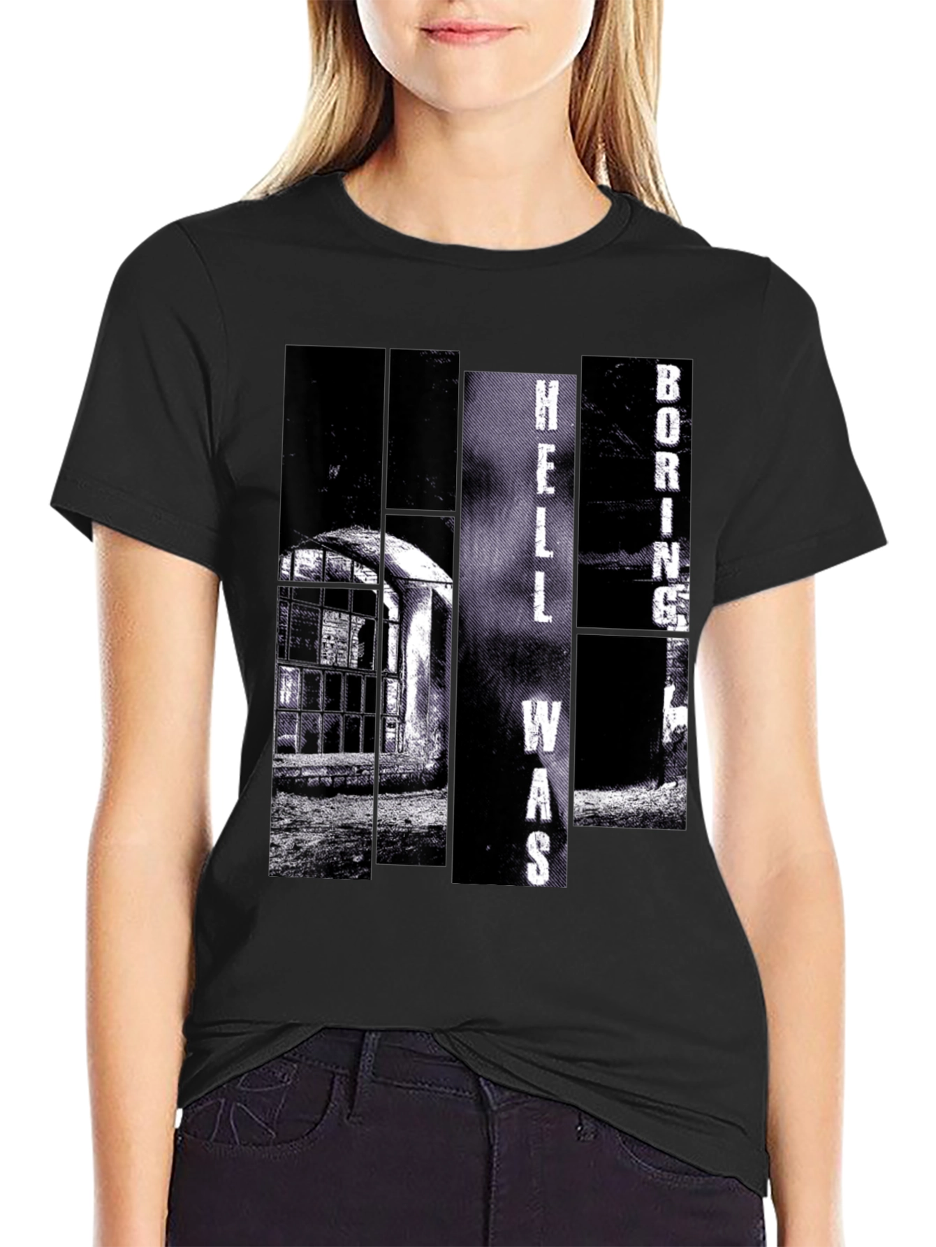 Black Hell Was Boring T-Shirt - Black view 2