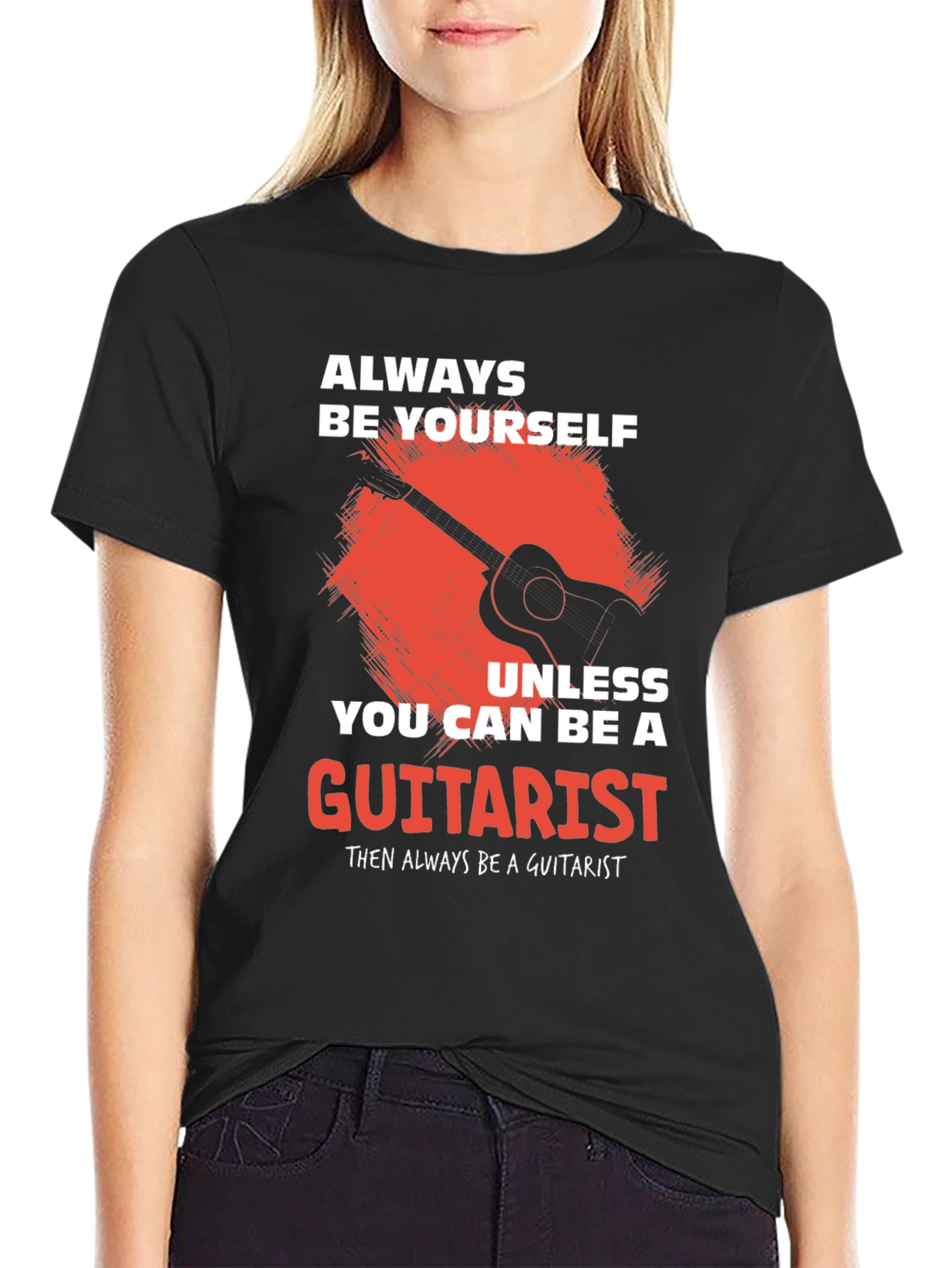 Black Guitarist Graphic Tee - Musician's Humor T-Shirt view 2