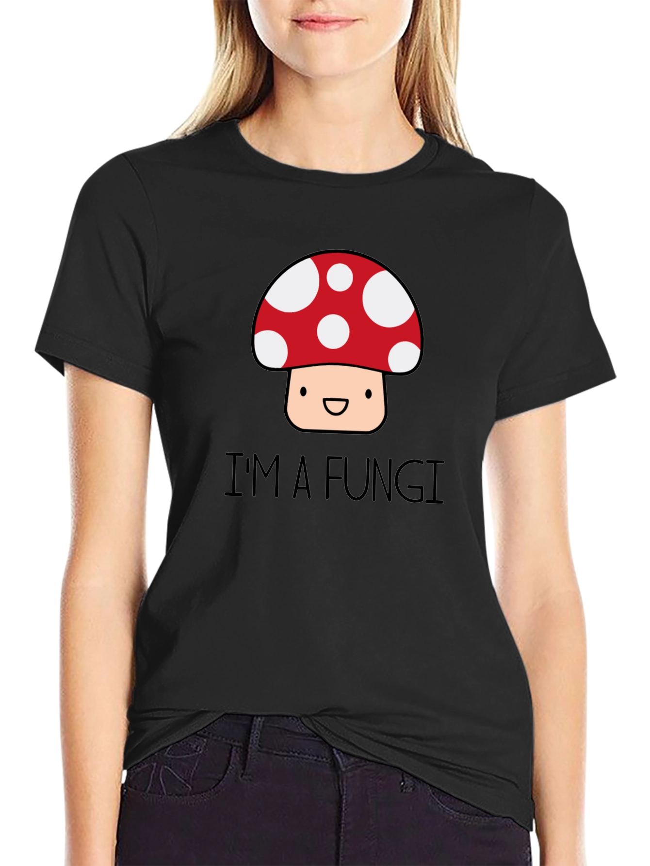 Black I'm a Fungi T-Shirt - Funny Mushroom Graphic Tee view 2