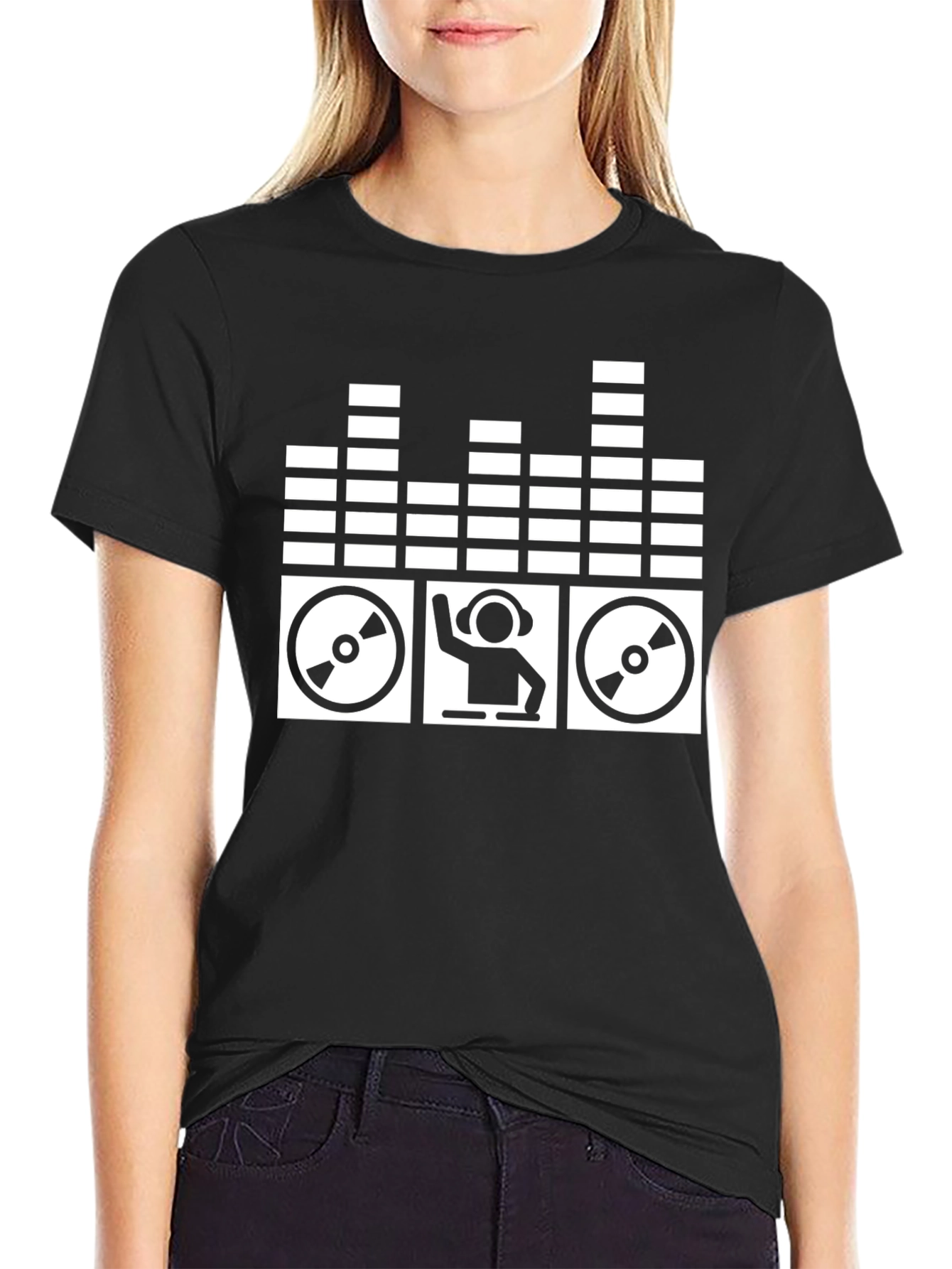 Black DJ Mixer Graphic T-Shirt - Black Cotton Blend view 2