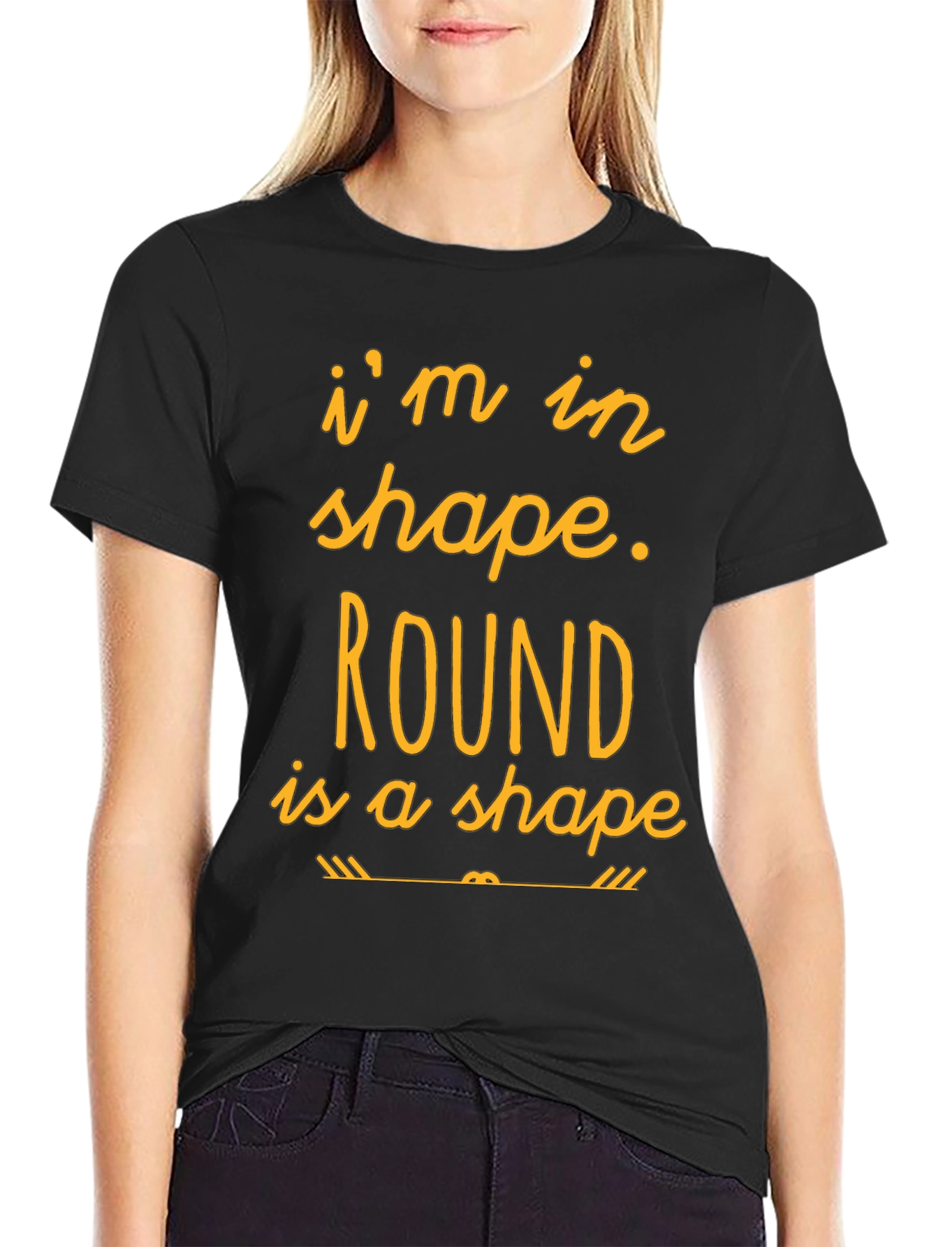 Black Funny 'Round is a Shape' Graphic T-Shirt view 2