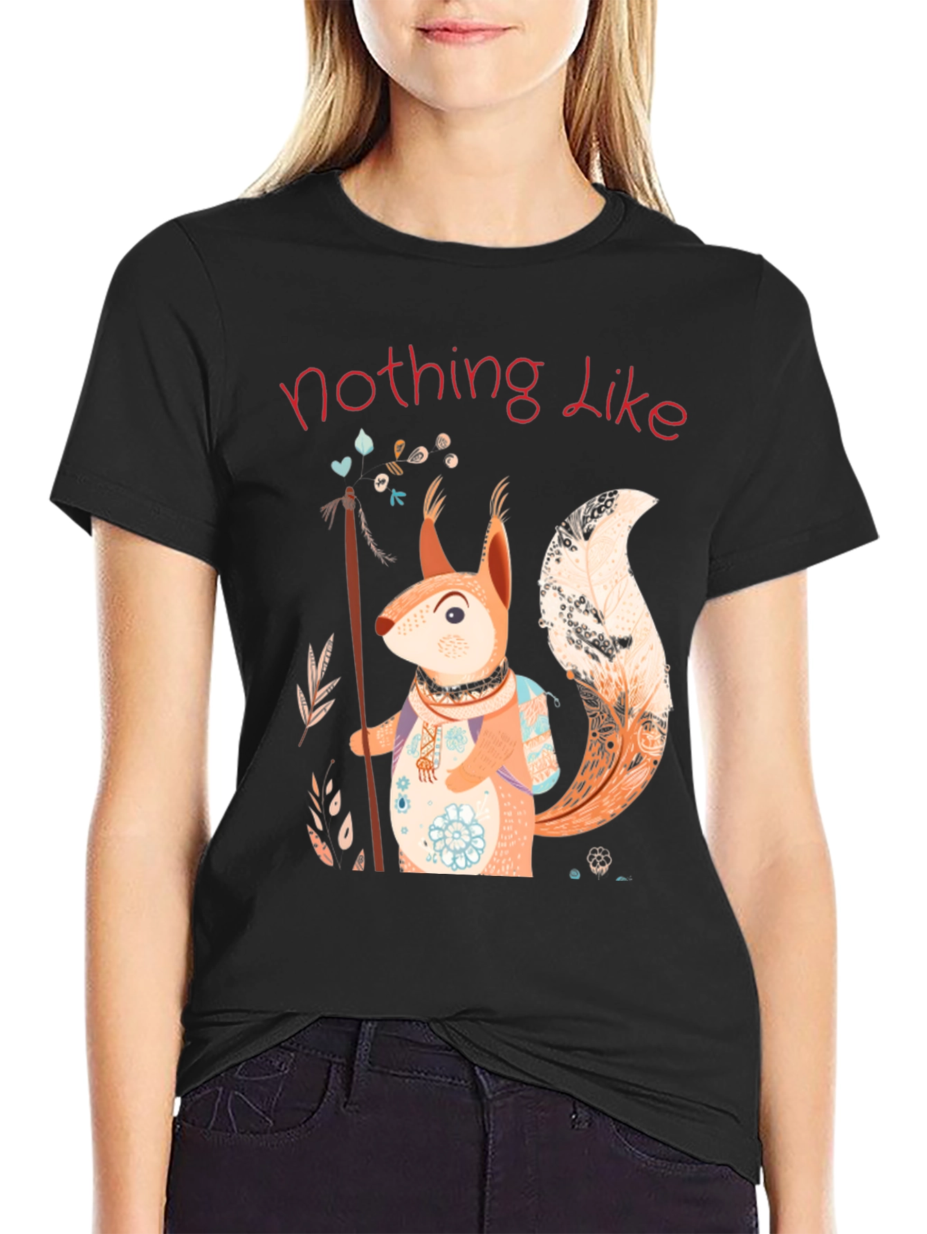 Black Squirrel Design T-Shirt - Nature Lover Tee view 2