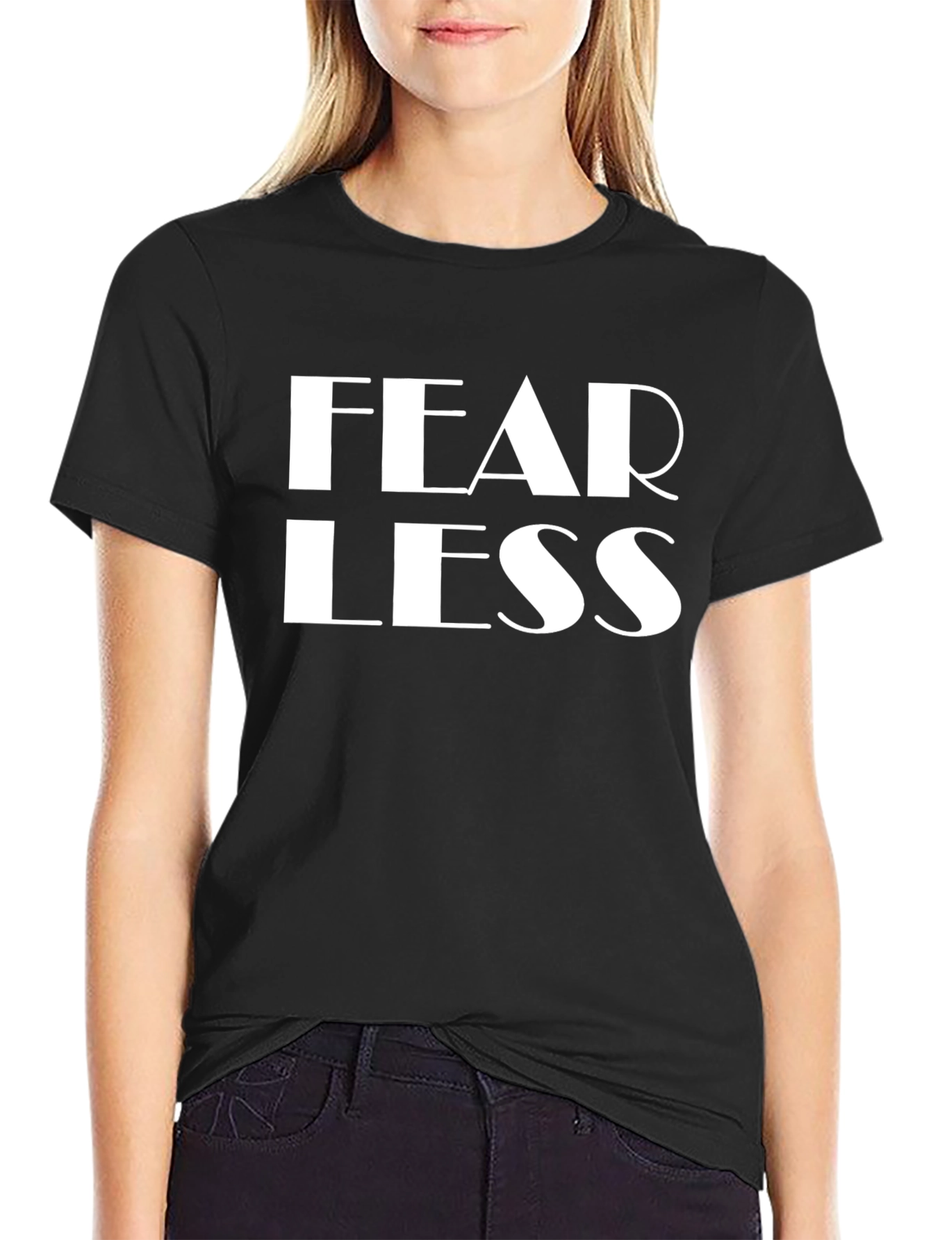 Black Fearless Graphic Tee - Black Casual T-Shirt view 2
