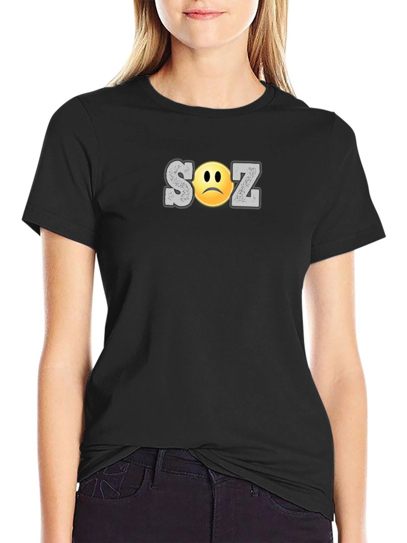 Black Sad SOZ Graphic Tee - Unisex Soft Cotton T-Shirt view 2