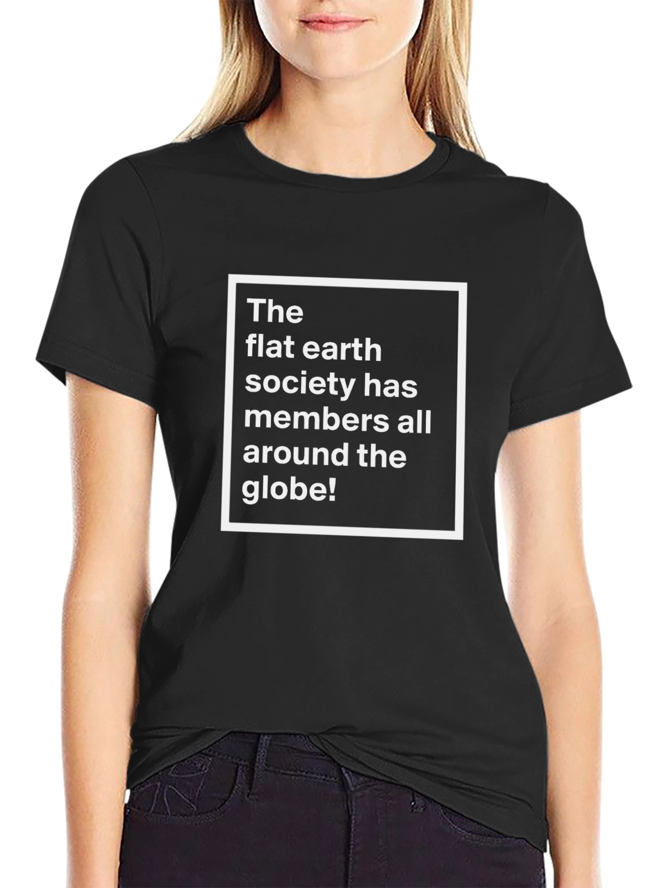 Black Flat Earth Society T-Shirt Funny Conspiracy Theory Tee view 2