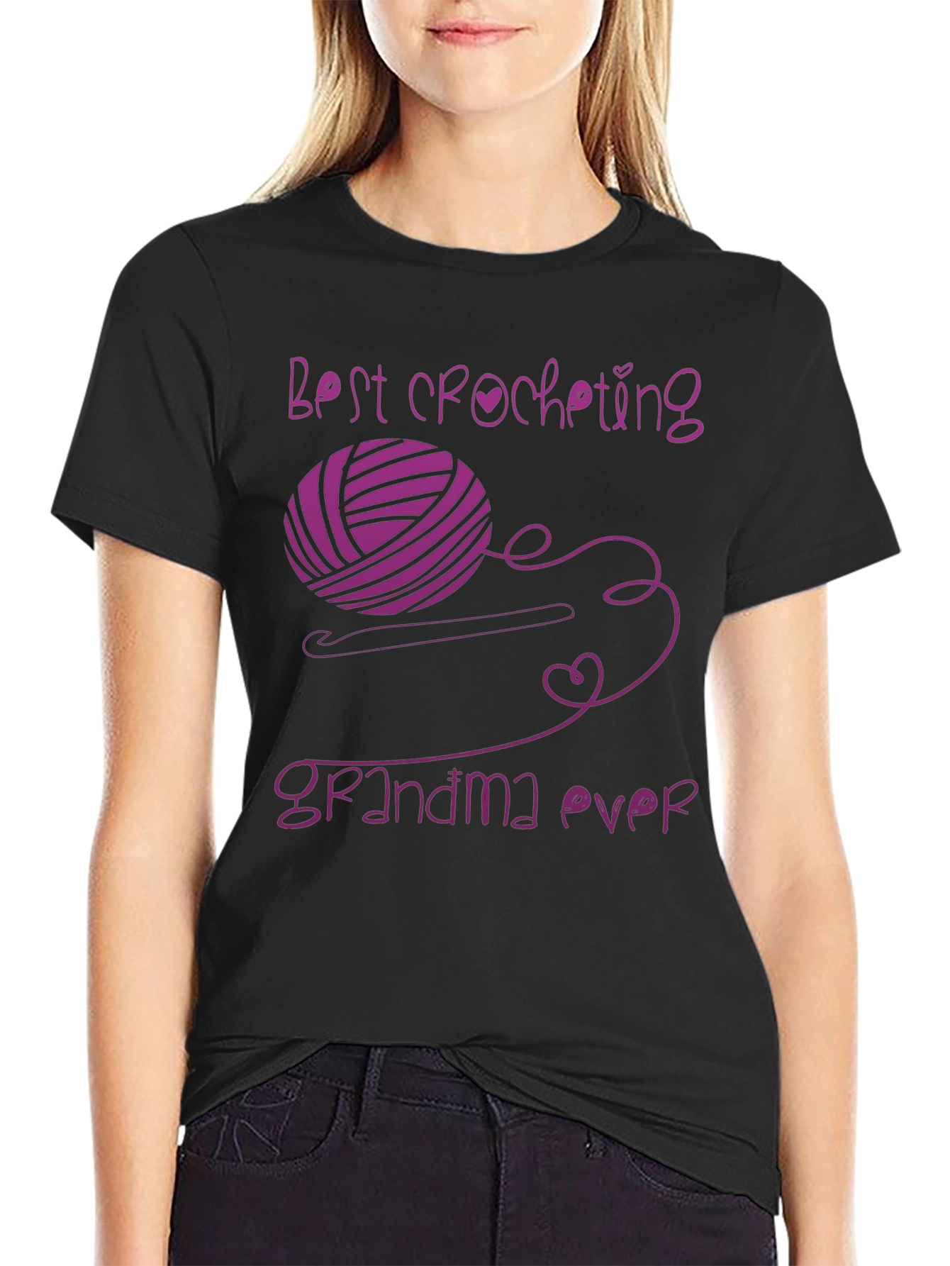 Black Best Crocheting Grandma Ever T-Shirt view 2