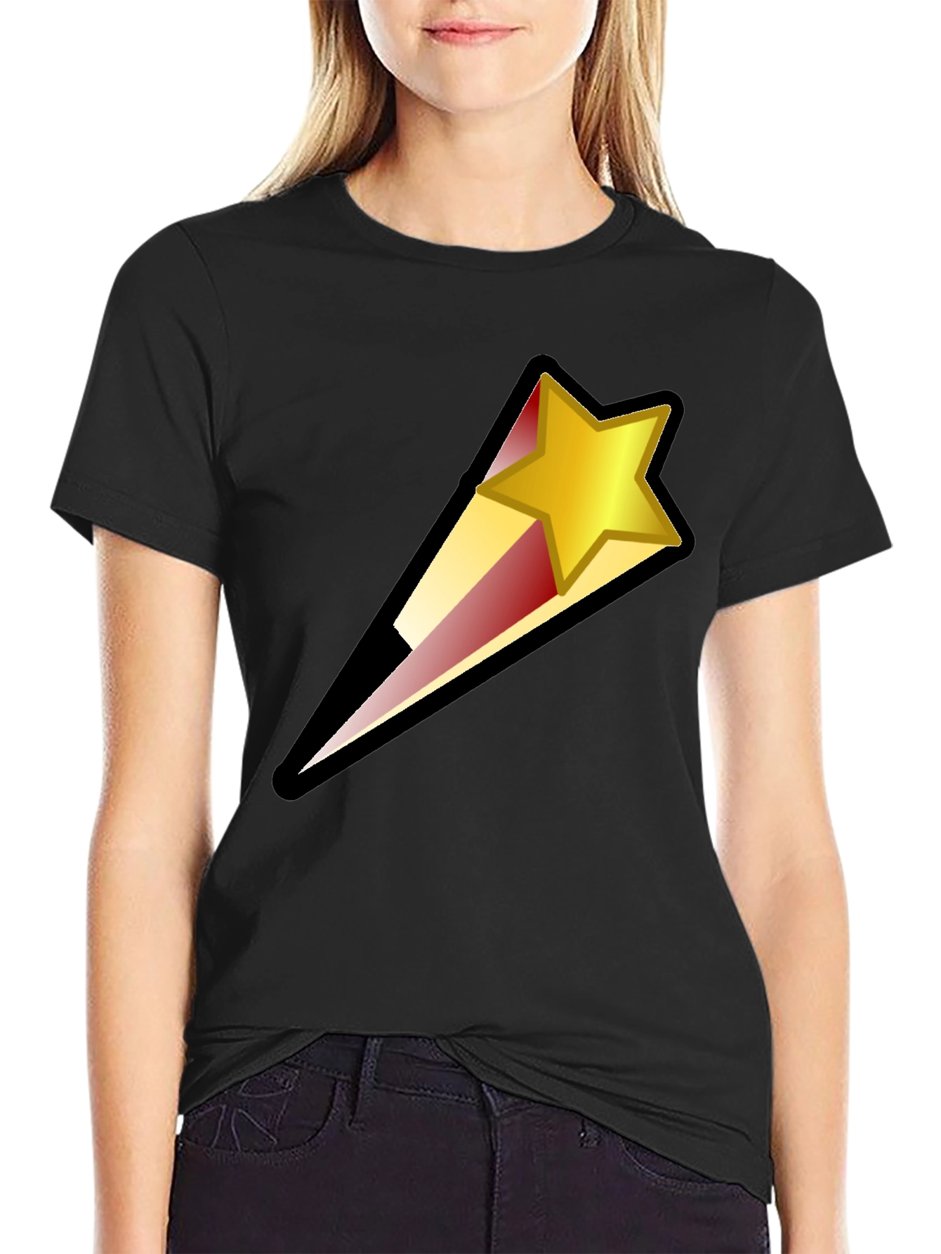 Black Shooting Star Graphic Black T-Shirt view 2