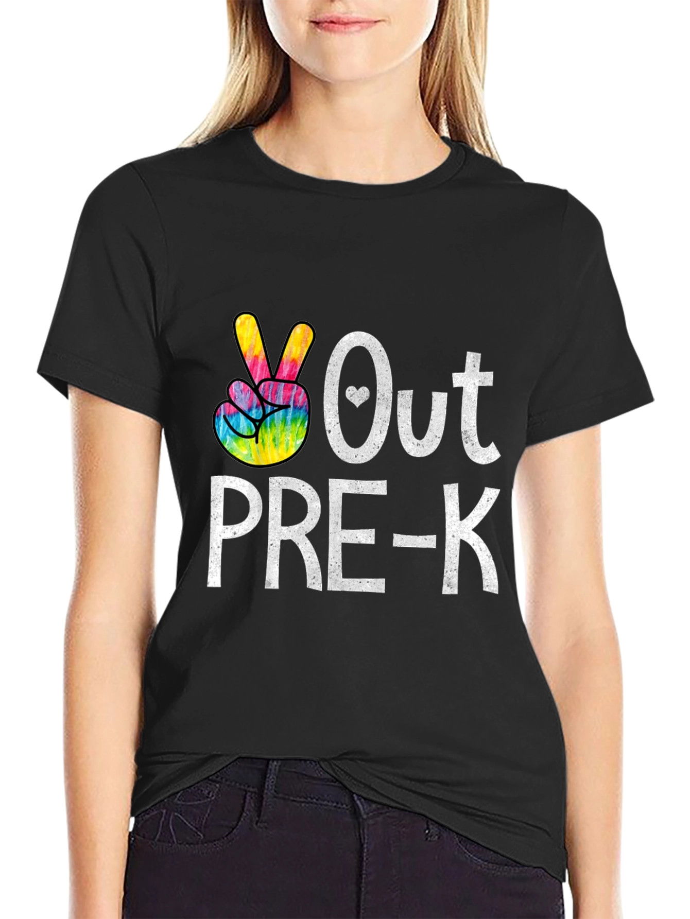 Black Peace Out Pre-K T-Shirt Graduation Tee view 2