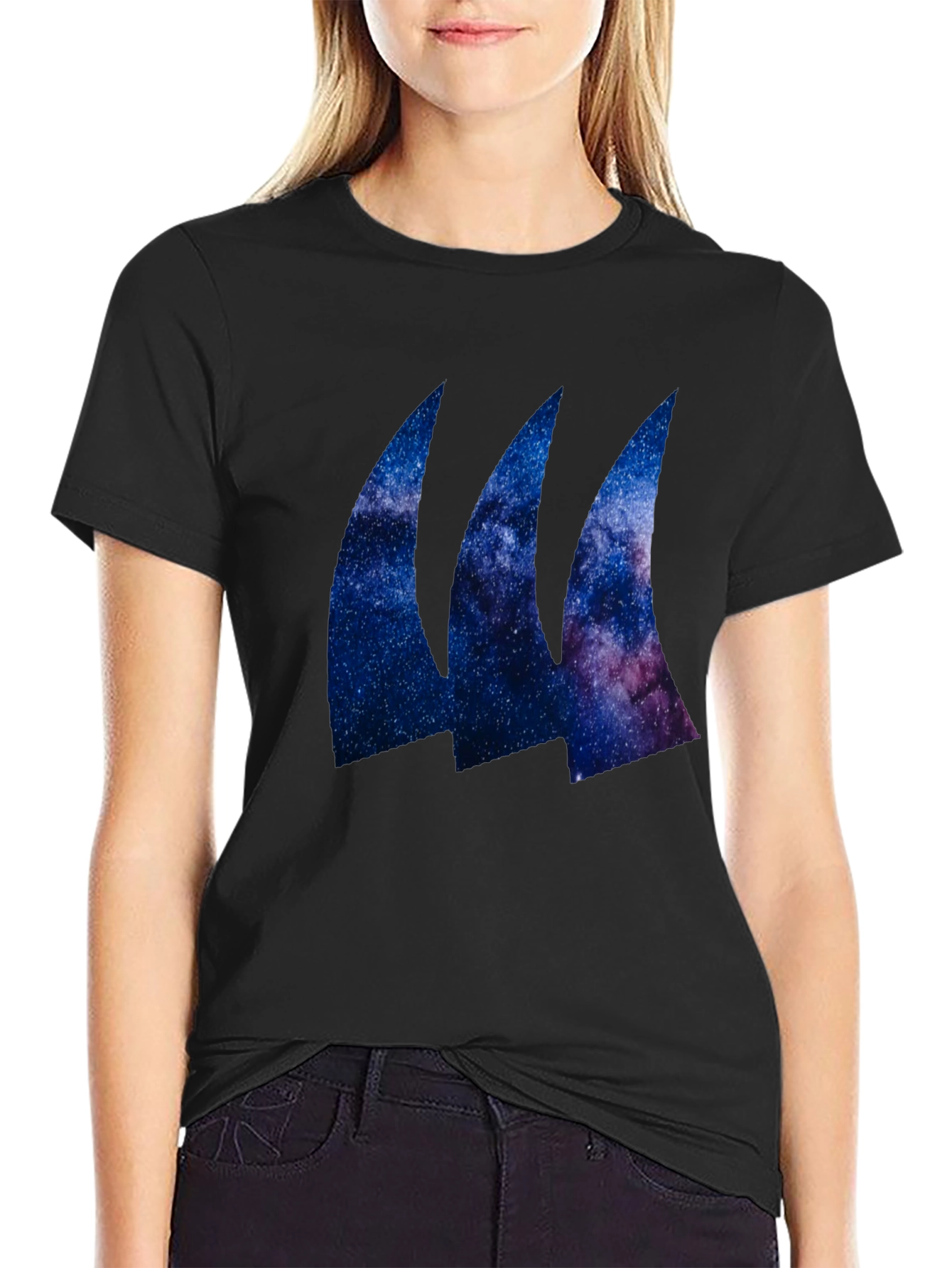 Black Galaxy Wave Tee - Black Stylish T-Shirt view 2